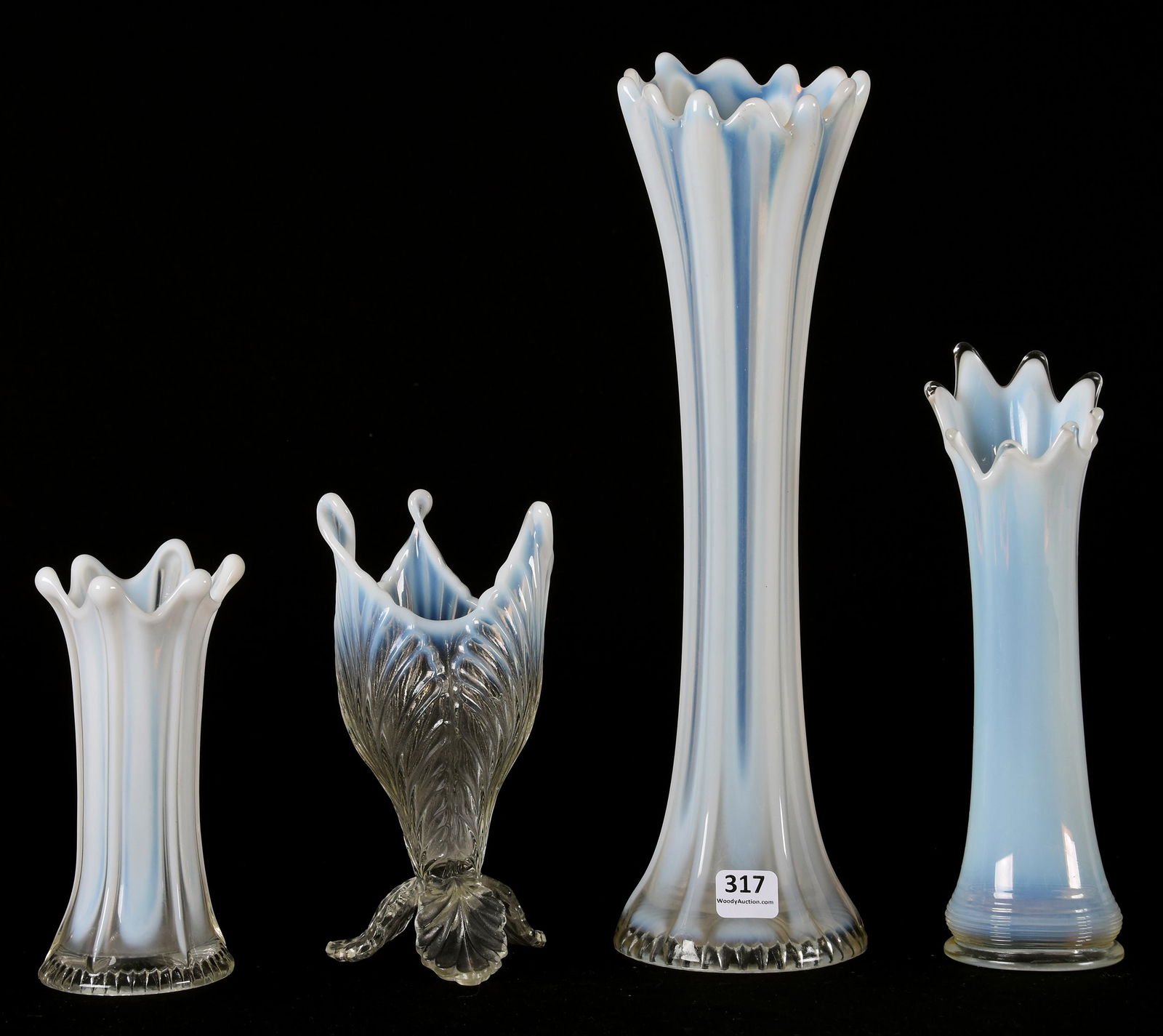 (4) White opalescent EAPG vases (1 of 2)