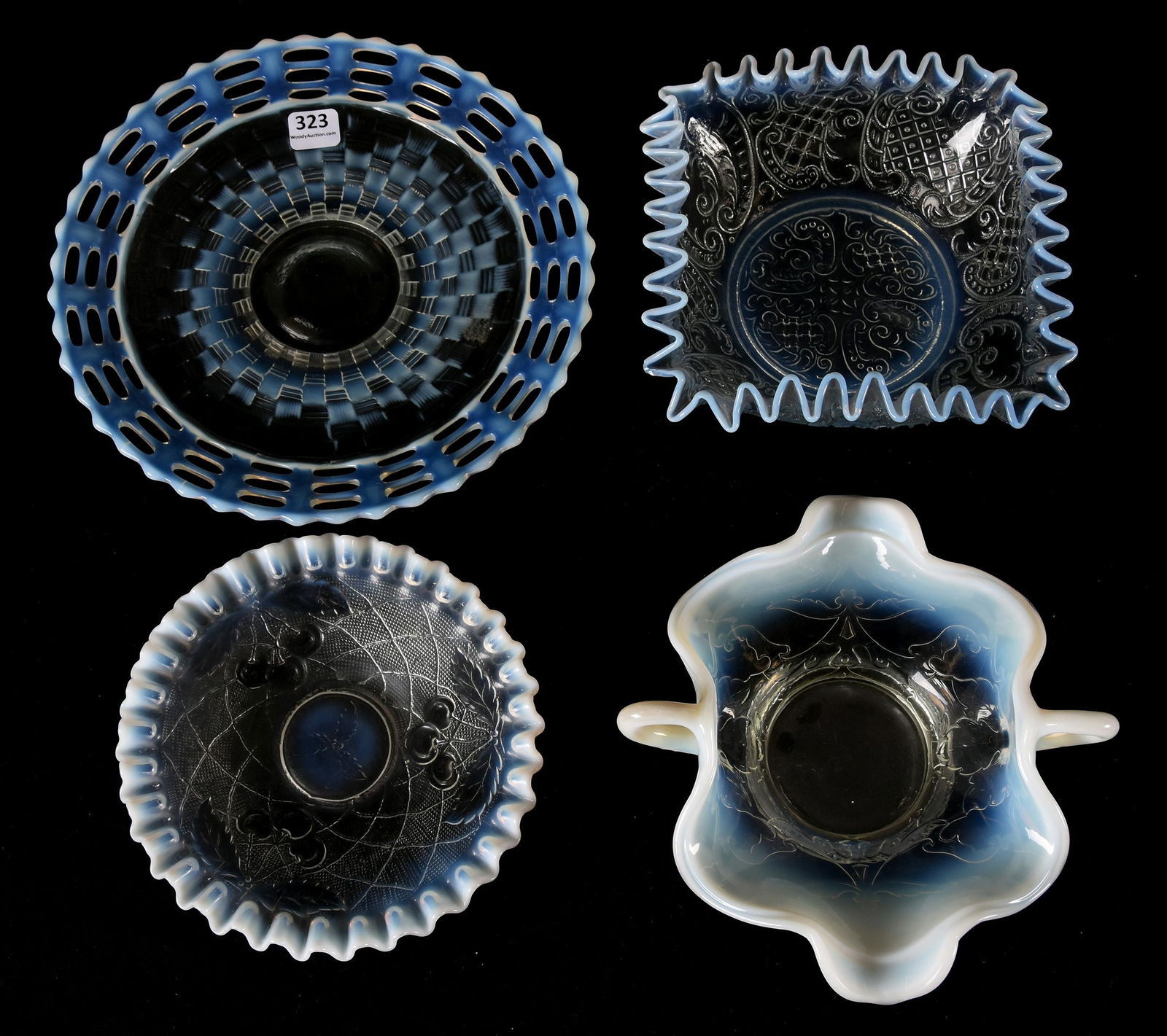 (4) White opalescent EAPG items (1 of 2)