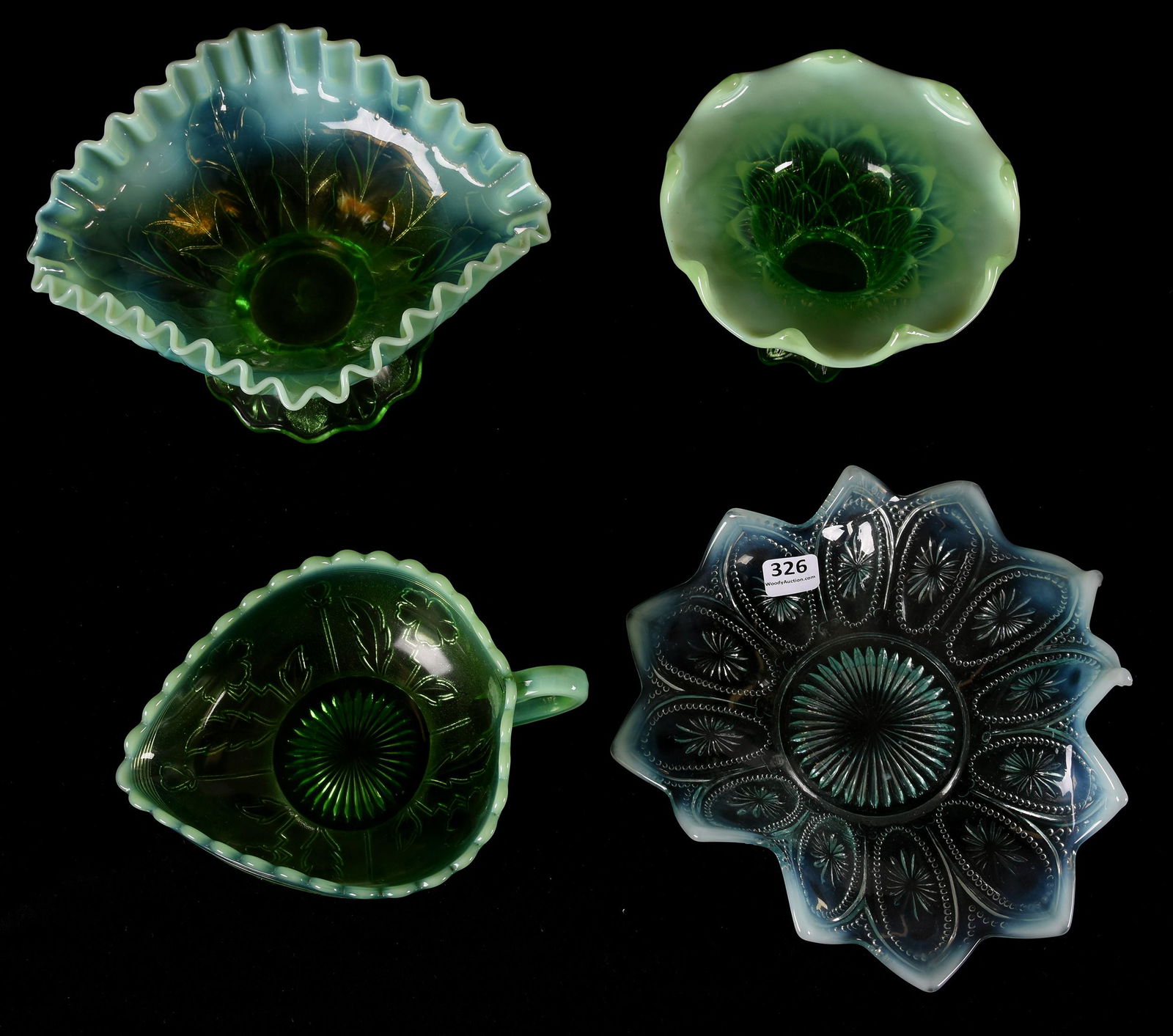 (4) Green opalescent EAPG items (1 of 3)