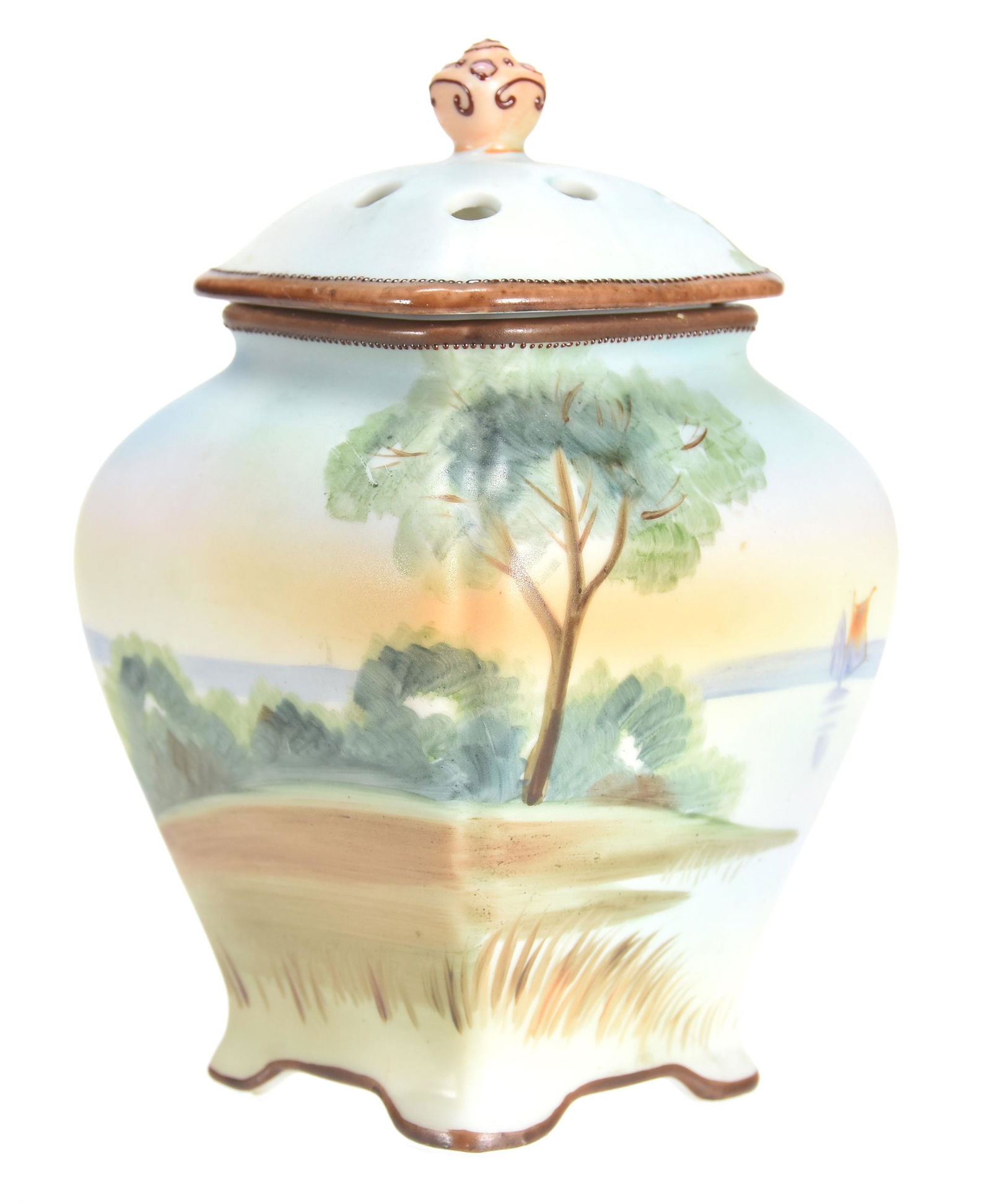 Incense Jar, marked Nippon (green wreath) (1 of 3)