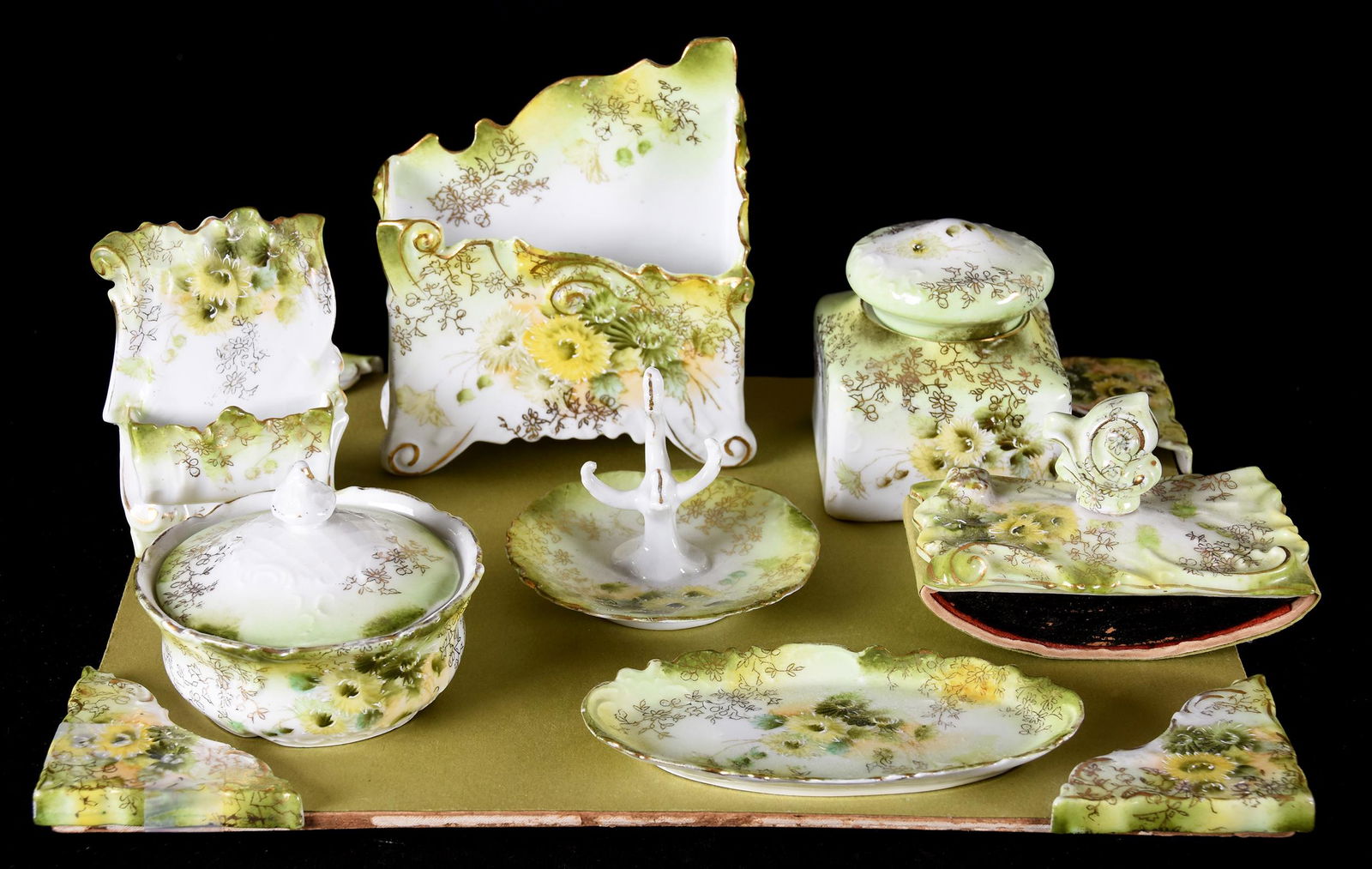 (8) Piece Germany (unmarked R.S. Prussia) desk set (1 of 3)