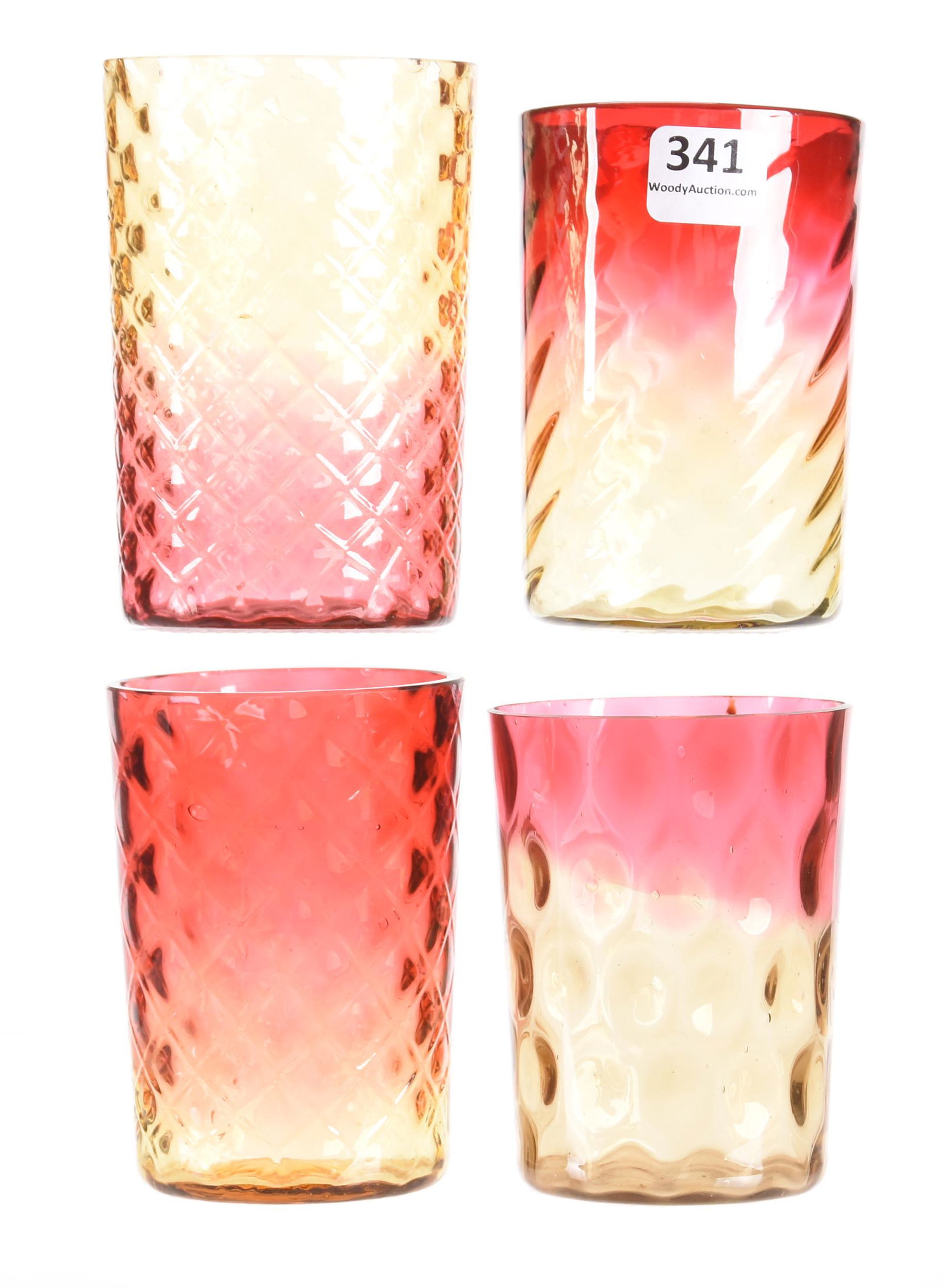 (4) Amberina art glass tumblers (1 of 3)