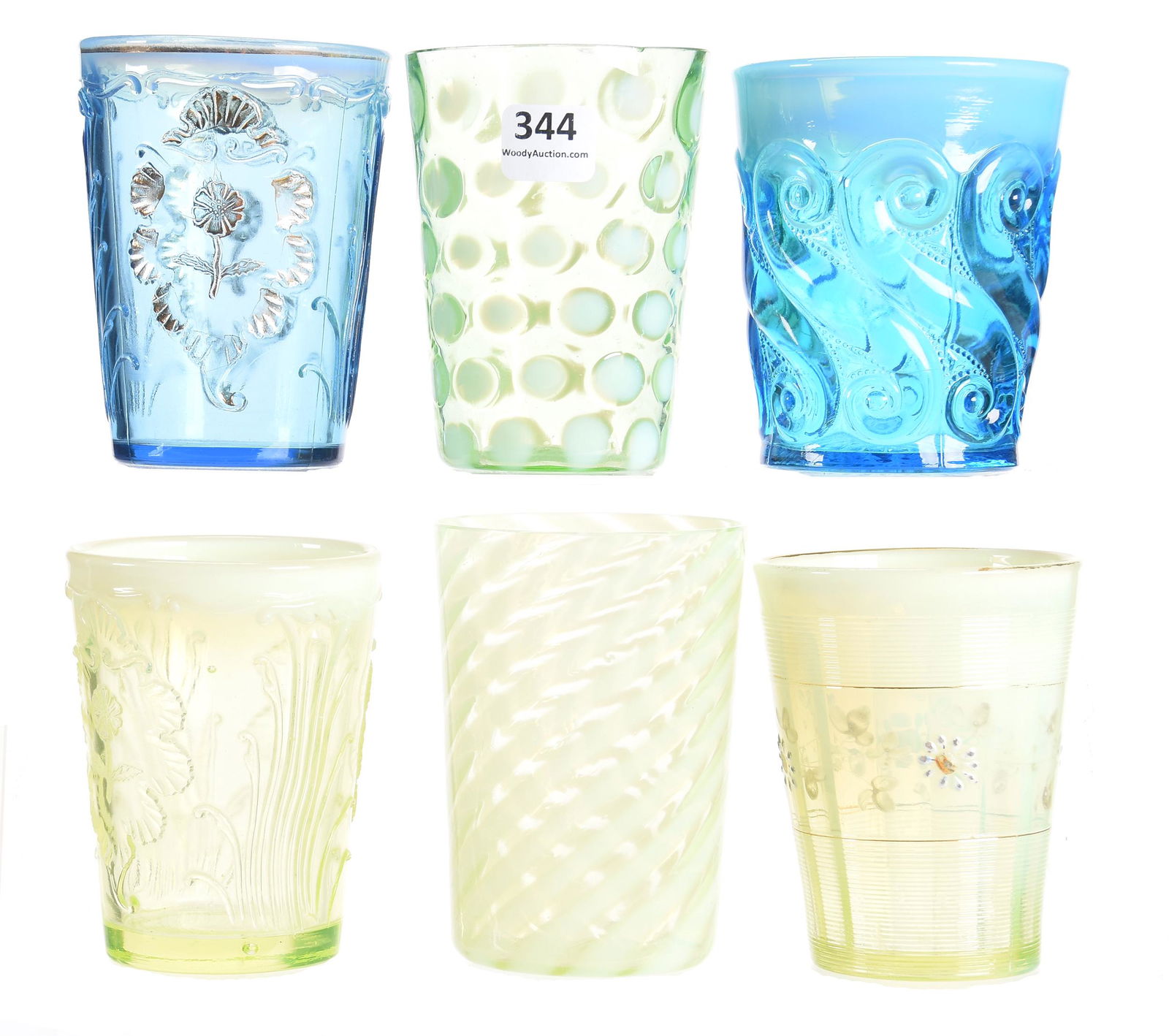 (6) Opalescent art glass tumblers (1 of 4)
