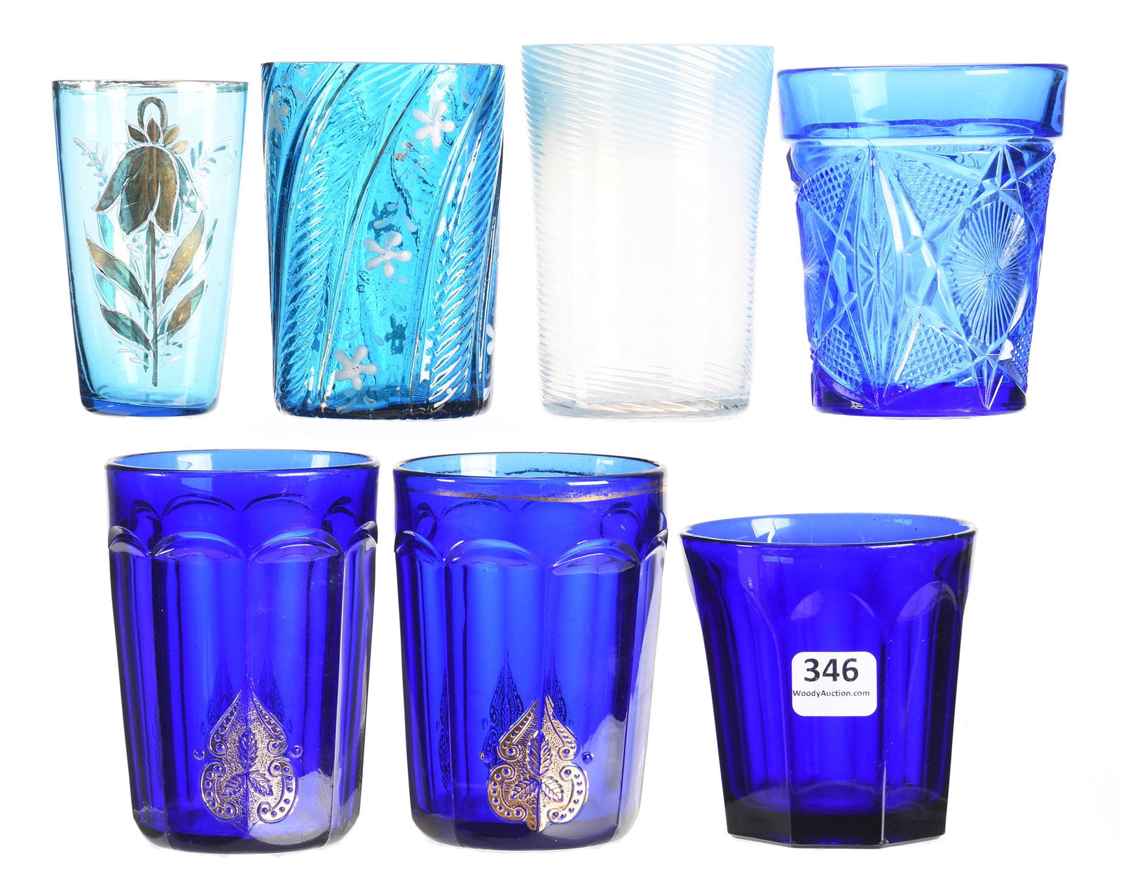 (7) Blue art glass tumblers (1 of 4)