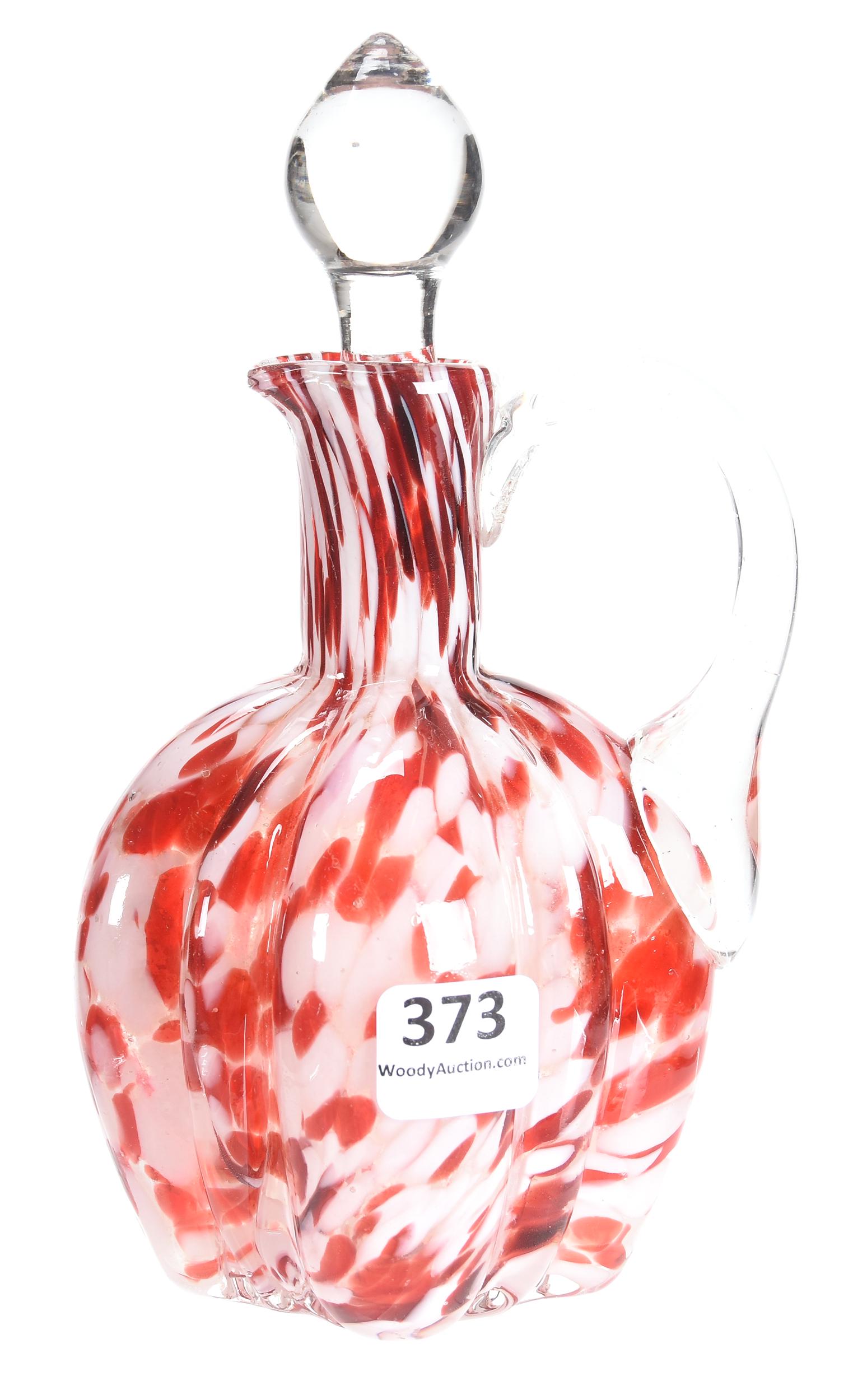 Cruet, cranberry pattern art glass 8 lobes (1 of 4)