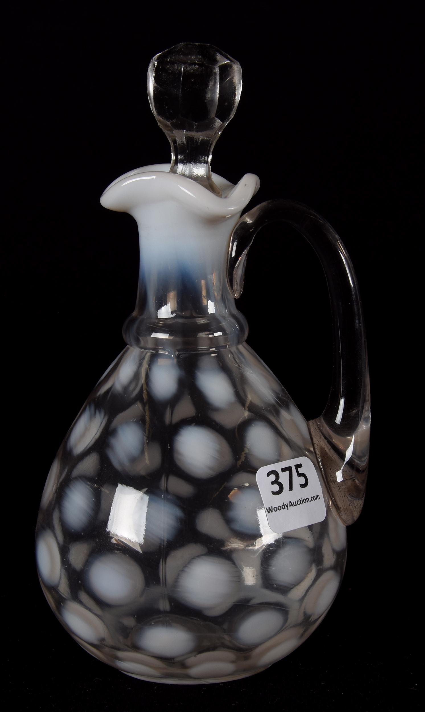 Cruet, white opalescent coinspot with ring neck (1 of 3)