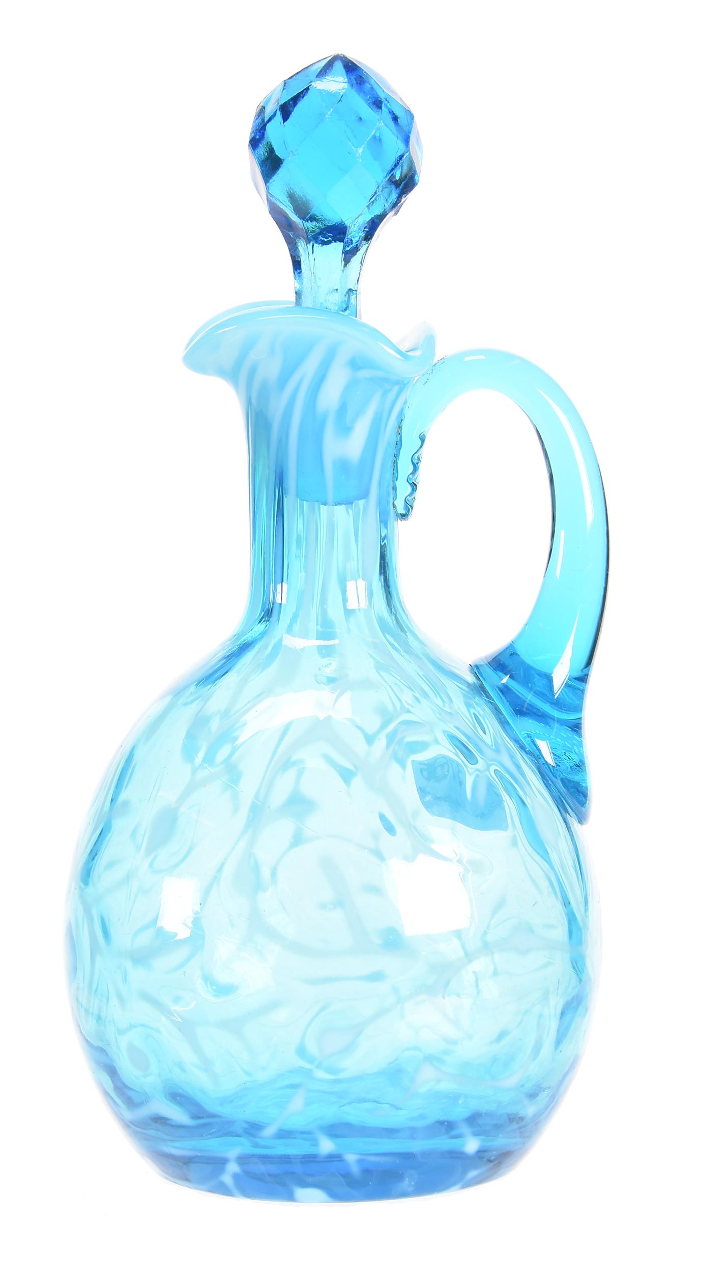 Cruet, blue opalescent seaweed pattern (1 of 3)