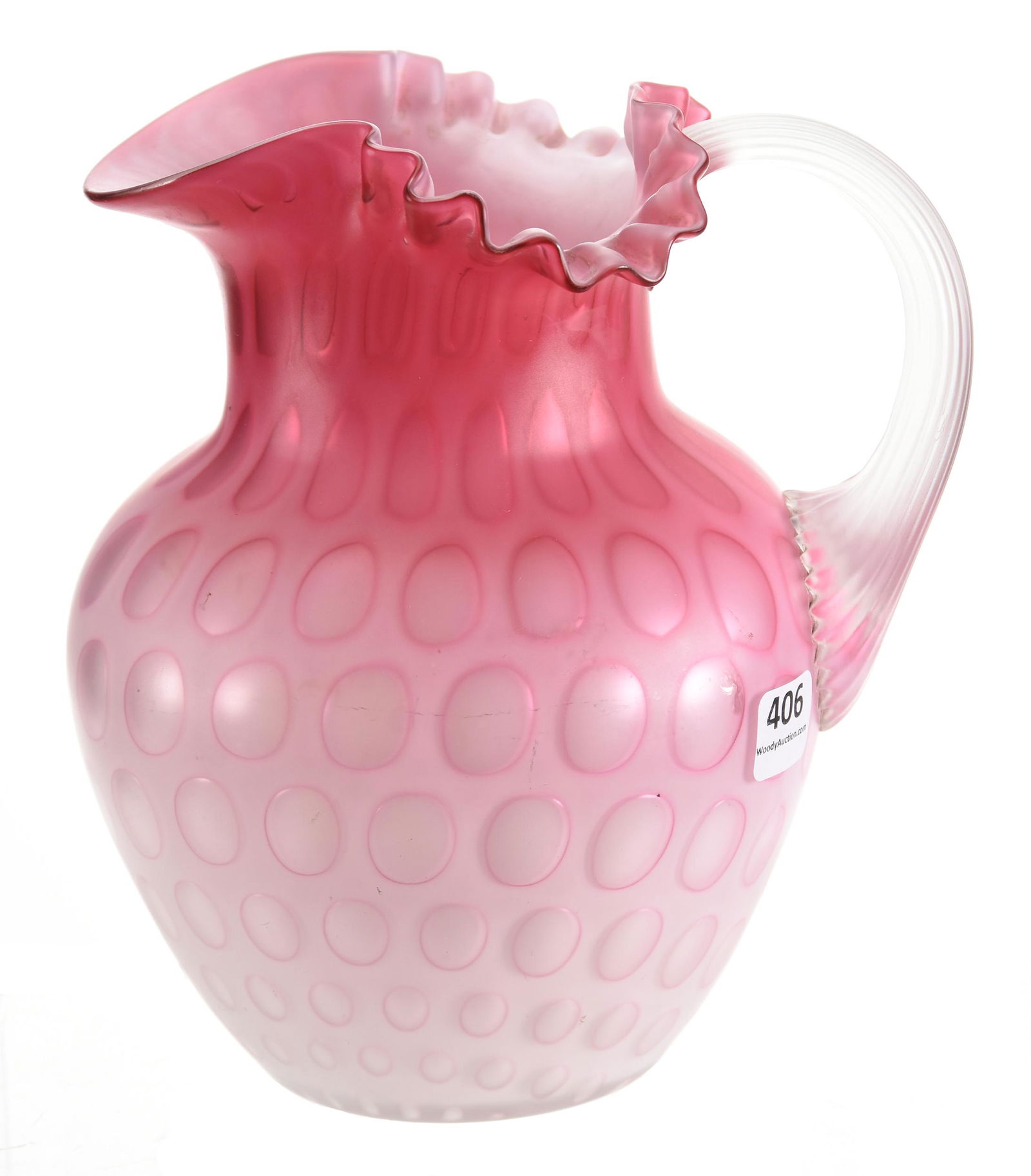 Water pitcher, pink satin mother of pearl coindot (1 of 3)