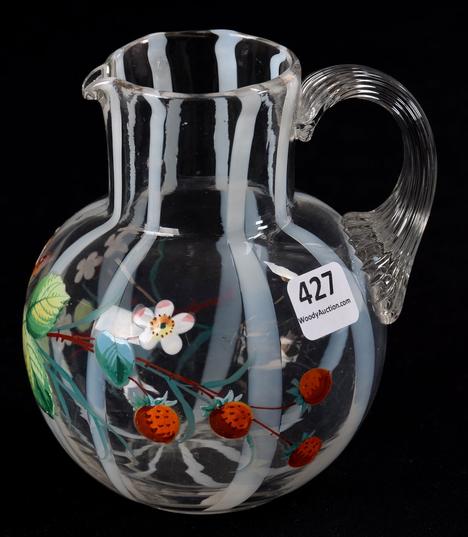 Small pitcher, clear with opalescent stripes (1 of 3)