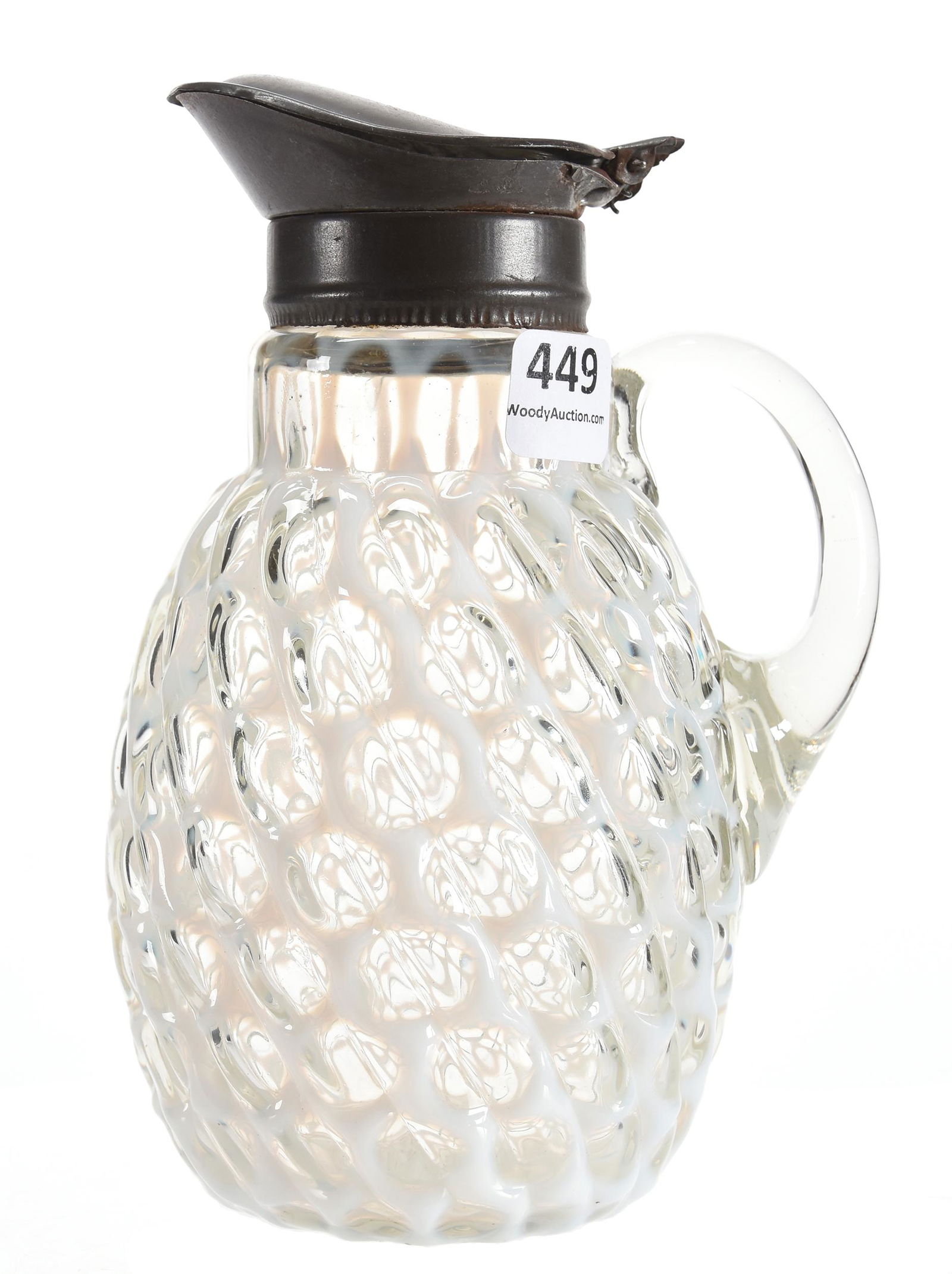 Syrup pitcher, clear opalescent Windows pattern (1 of 3)