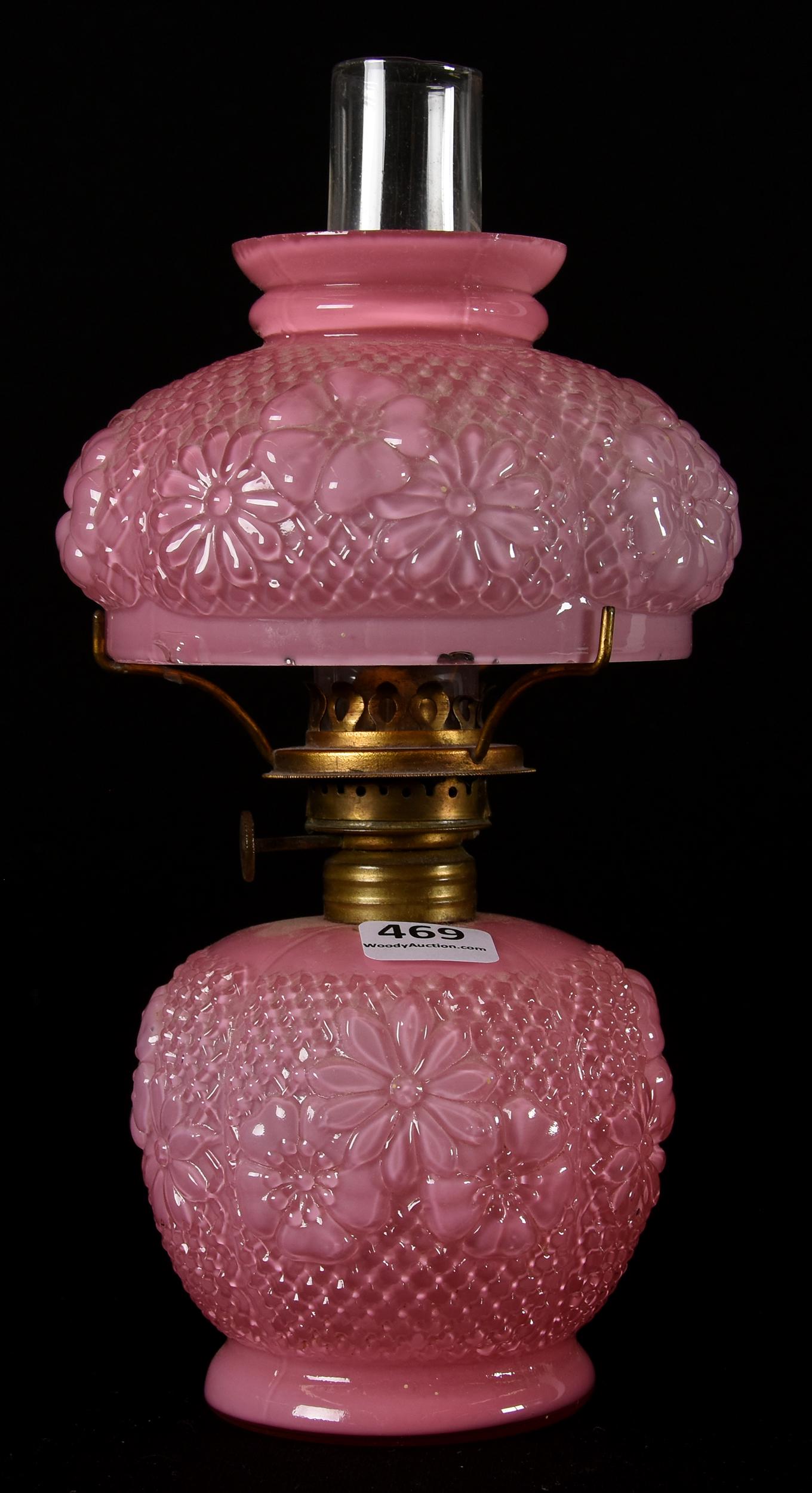 Miniature lamp, pink cased, Cosmos pattern (1 of 3)