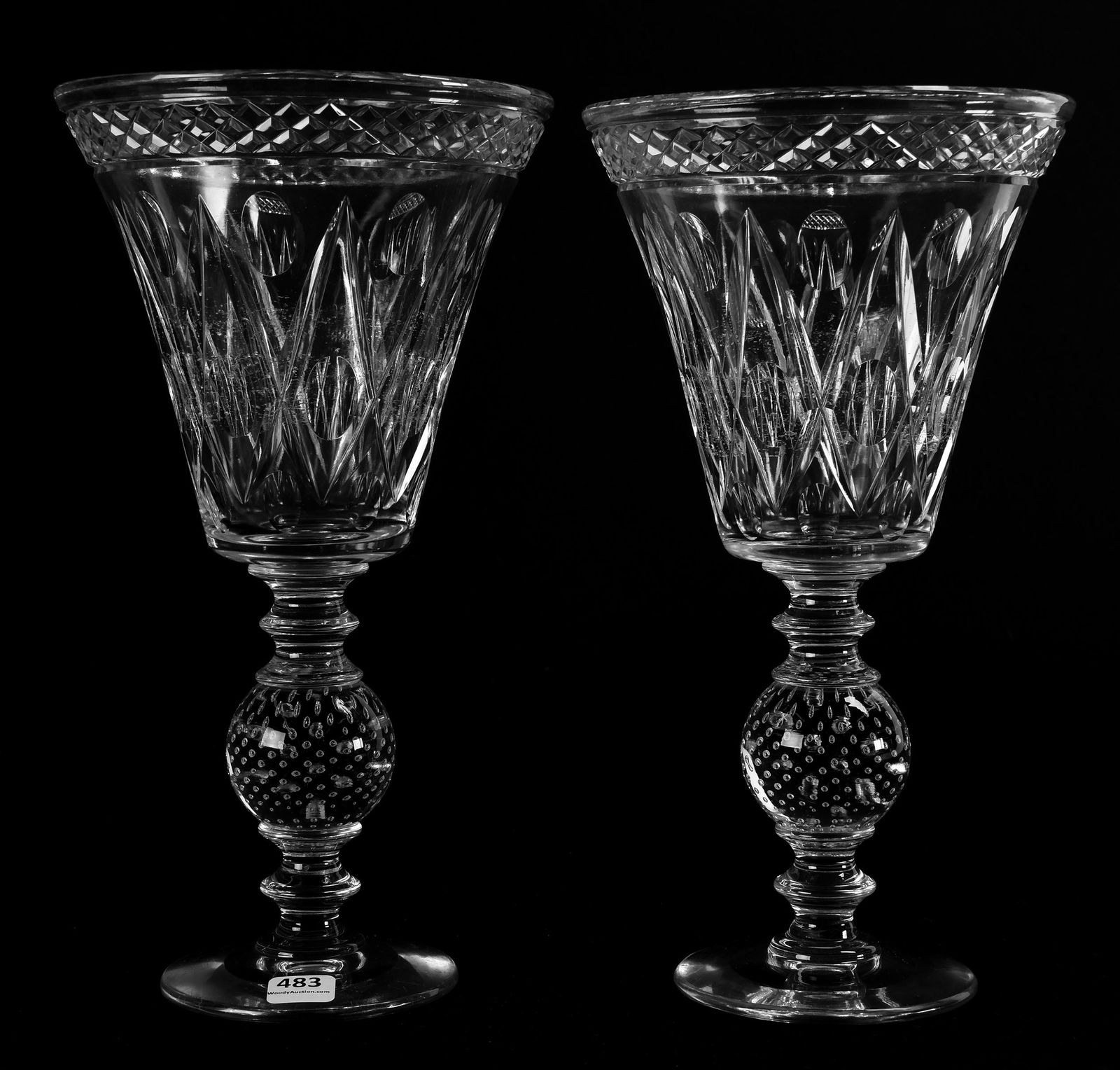 Pair Chalice vases, Adelaide pattern by Pairpoint (1 of 2)