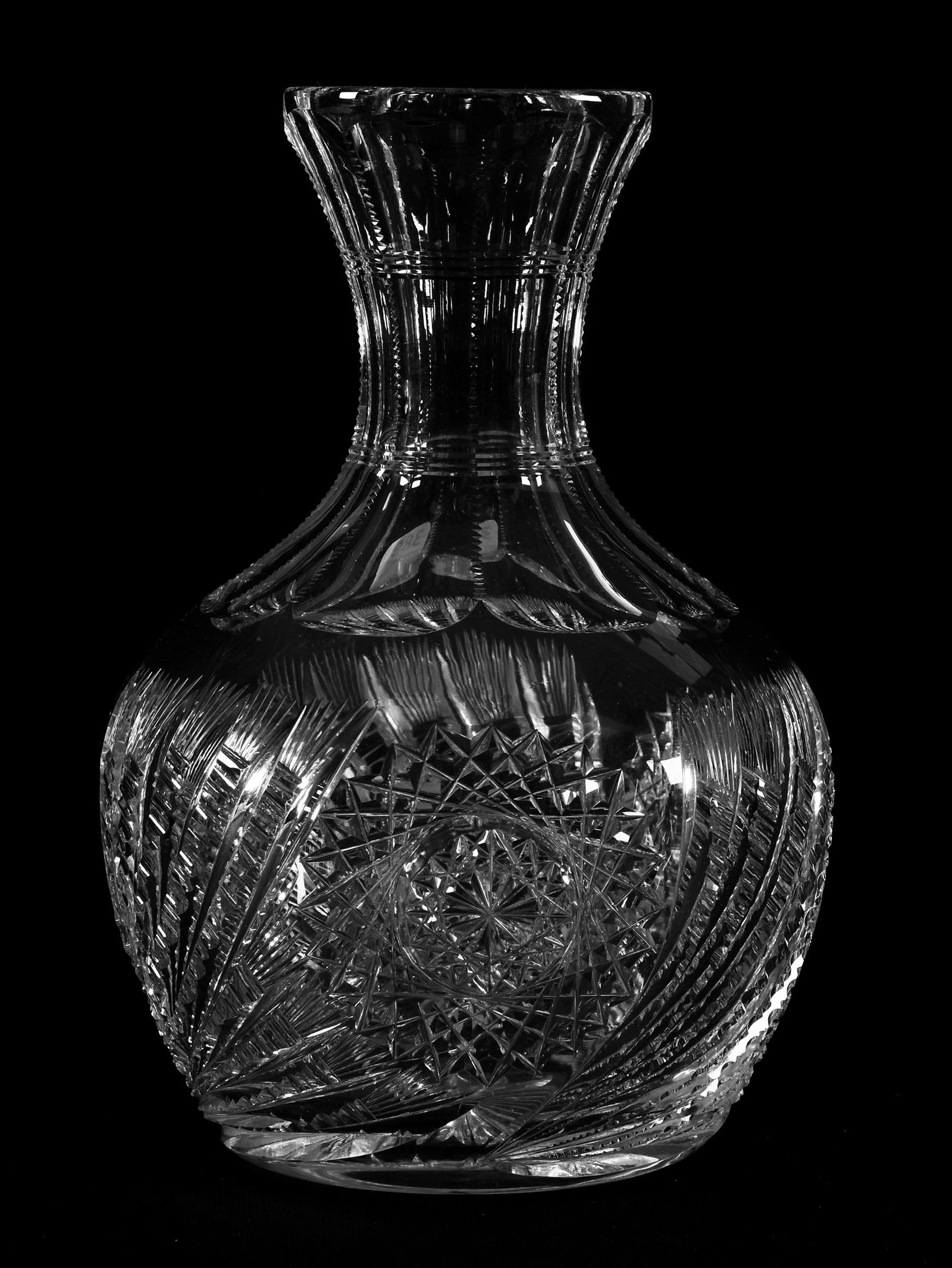 Water Carafe, ABCG, Signed J. Hoare Comet Pattern: Water Carafe, ABCG, Signed J. Hoare Comet Pattern, 8" , Ray Cut Base; Estes Estate Collection, Washington