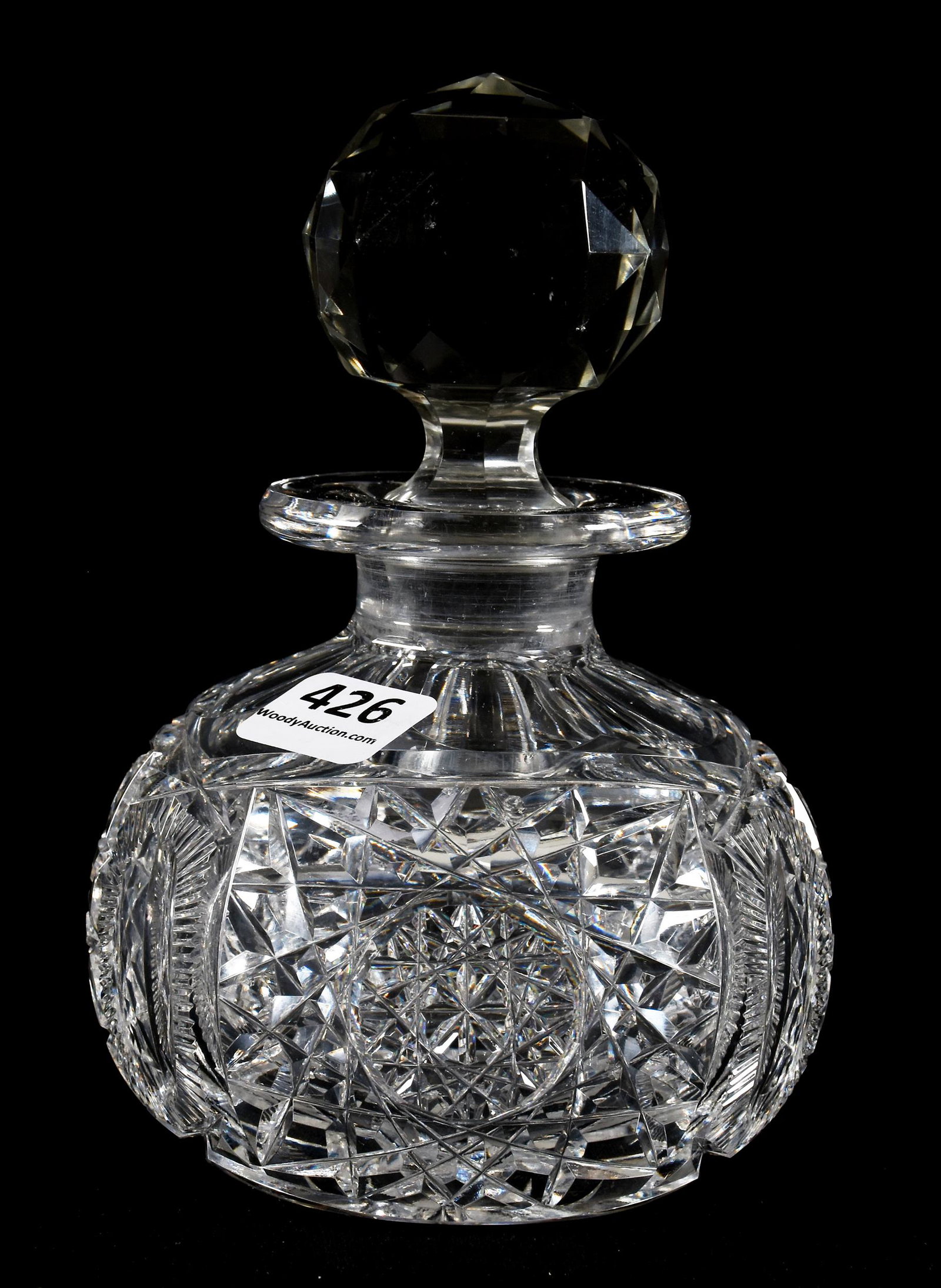 Cologne Bottle, ABCG, Nevada Pattern by Pairpoint: Cologne Bottle, ABCG, Nevada Pattern by Pairpoint, 5.75" Ray Cut Base; Estes Estate Collection, Washington