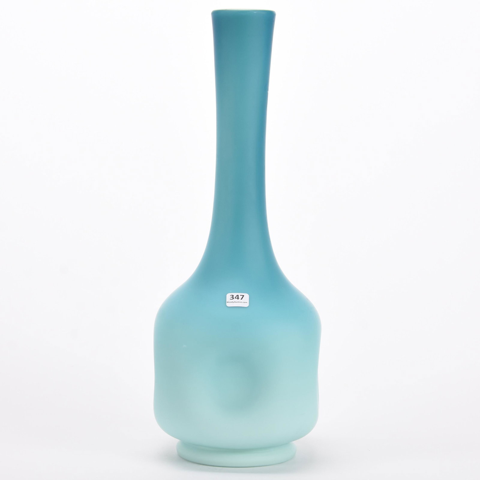 Vase, Webb cased blue satin art glass: Vase, Webb cased blue satin art glass; 18" Four pinched sides, beautiful coloring; Hale Collection, Florida