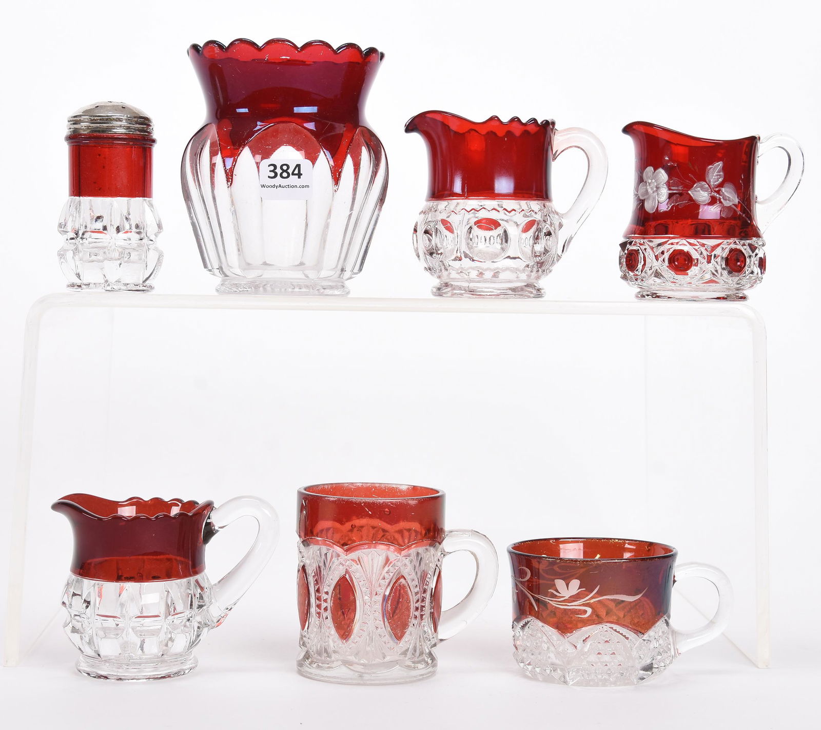Ruby Flash Items: Ruby Flash Items; Including mugs, creamers, spooner and more - see photos for details; Houghton Collection, Kansas