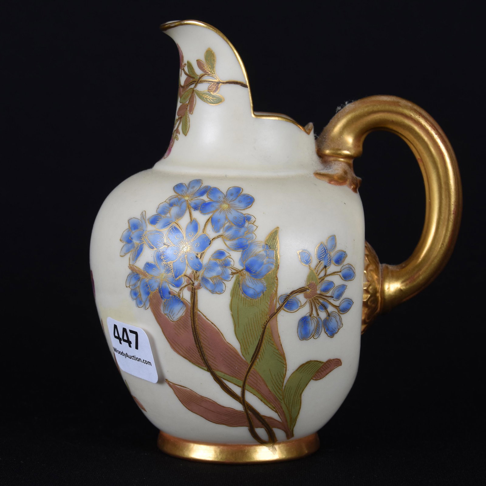 Creamer marked Royal Worcester #1094: Creamer marked Royal Worcester #1094; 5" Cream tones with colorful floral decor, gold trim highlights; Callahan Collection, Oklahoma