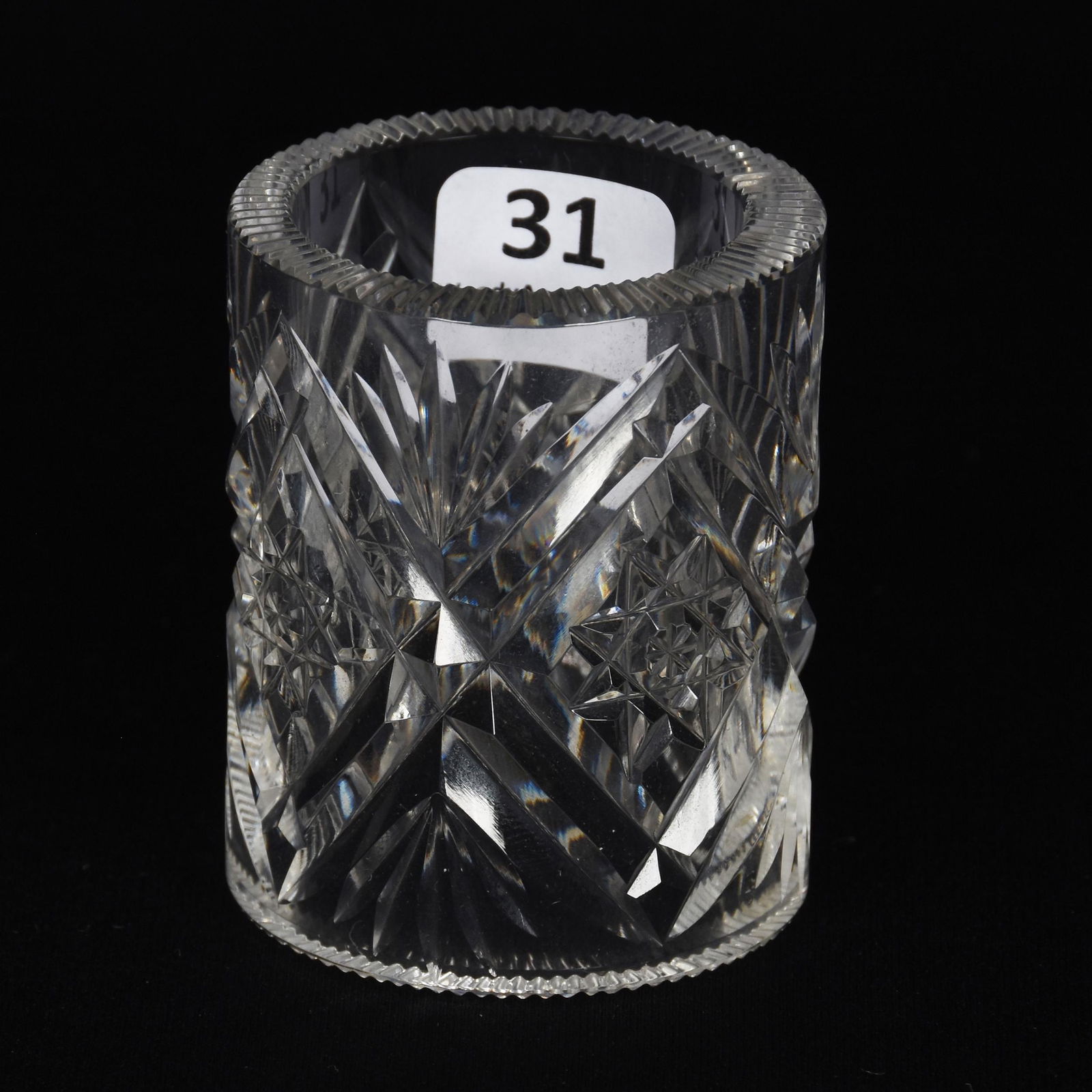 Napkin Ring, American Brilliant Cut Glass: Napkin Ring, American Brilliant Cut Glass; 2" x 2.5" Middlesex Pattern by Hawkes; Goodrich Collection, New York