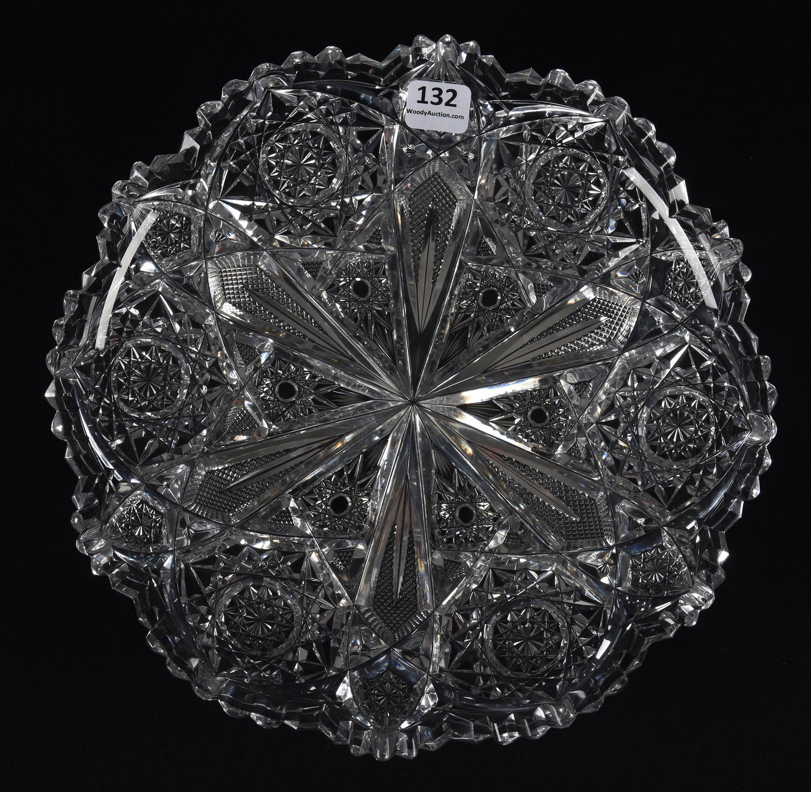 Plate, American Brilliant Cut Glass: Plate, American Brilliant Cut Glass; 9.75" Hobstar, Vesica and Split Strawberry Diamond Motif; Frosch Collection, Texas