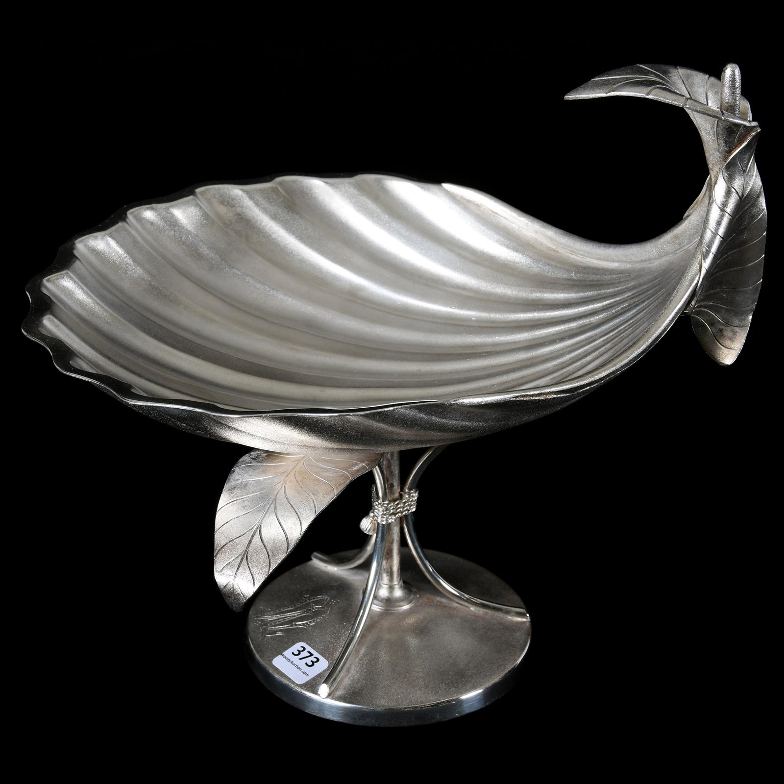 Victorian Figural Silver Bowl on Stand: Victorian Figural Silver Bowl on Stand; 10.5" x 12" Calla Lily Design, Meriden #966, Monogram "L" Private Collection, Ohio