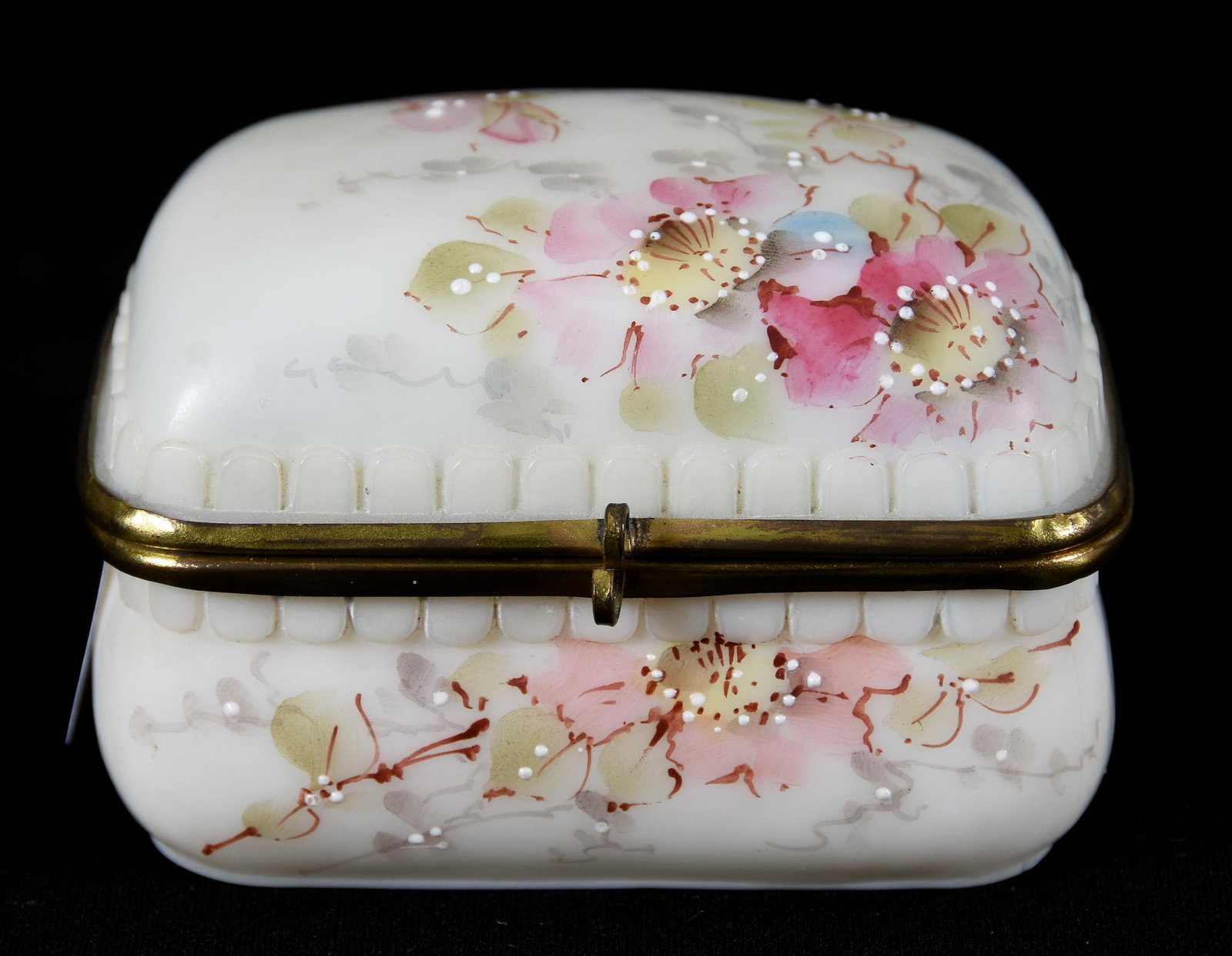 Match Box, Unmarked Wave Crest: Match Box, Unmarked Wave Crest; 2" X 3.5" X 2.5" Casket Shaped, Cream Tones with Pink Floral Decor, Nice Quality; Newland Collection, California