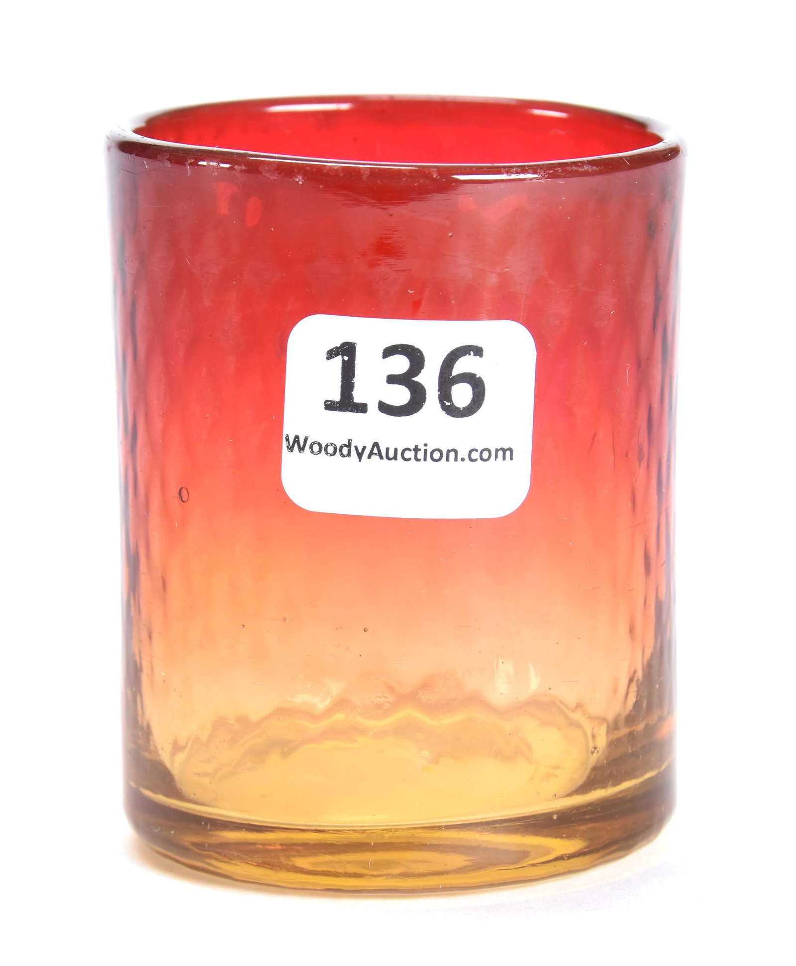 Toothpick Holder, Mt. Washington Amberina Art Glass: Toothpick Holder, Mt. Washington Amberina Art Glass, 2.5", Cylinder Shape, Diamond Optic Pattern, Polished Pontil Base, Circa 1900's; Collection Of Leland (Lee) Marple, CA, Author & Glass Researcher