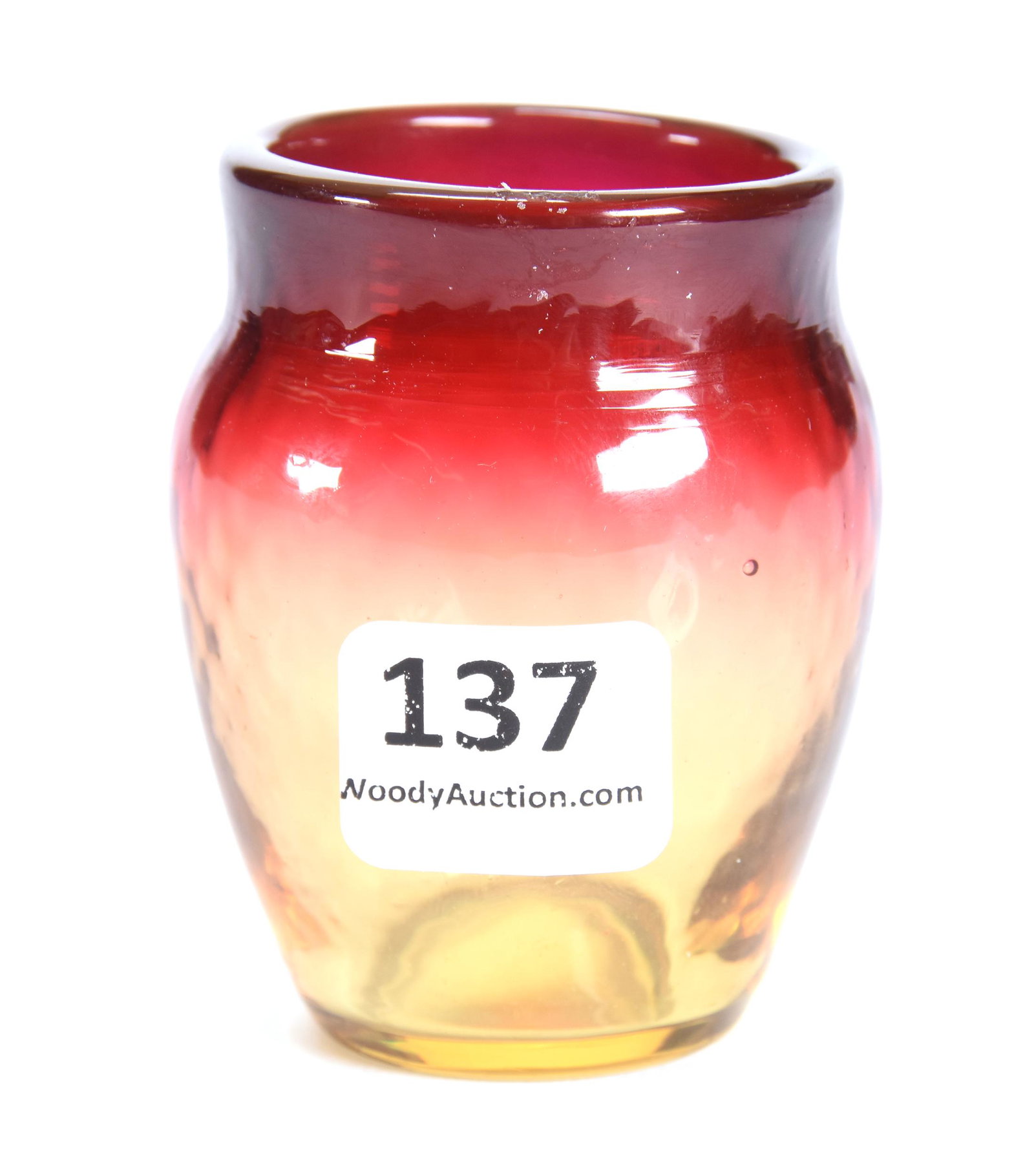 Toothpick Holder, Mt. Washington Amberina Art Glass: Toothpick Holder, Mt. Washington Amberina Art Glass, 2.25", Circa 1900's; Collection Of Leland (Lee) Marple, CA, Author & Glass Researcher