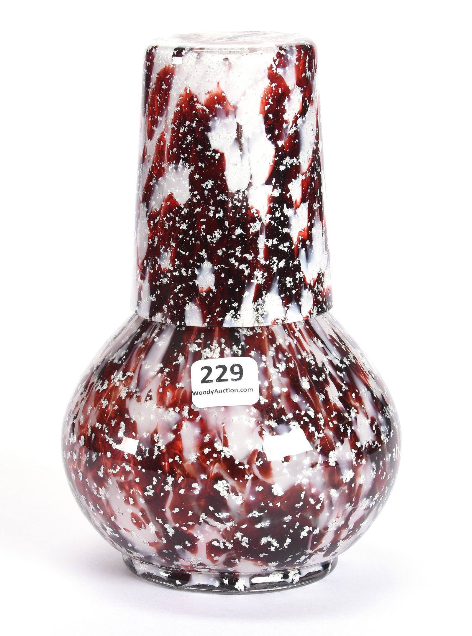 Tumble-Up, Phoenix Art Glass, Tortoise Shell Spatter: Tumble-Up, Phoenix Art Glass, Tortoise Shell Spatter, 7.25", Silver Mica Highlights, Circa 1890's; Collection Of Leland (Lee) Marple, CA, Author & Glass Researcher