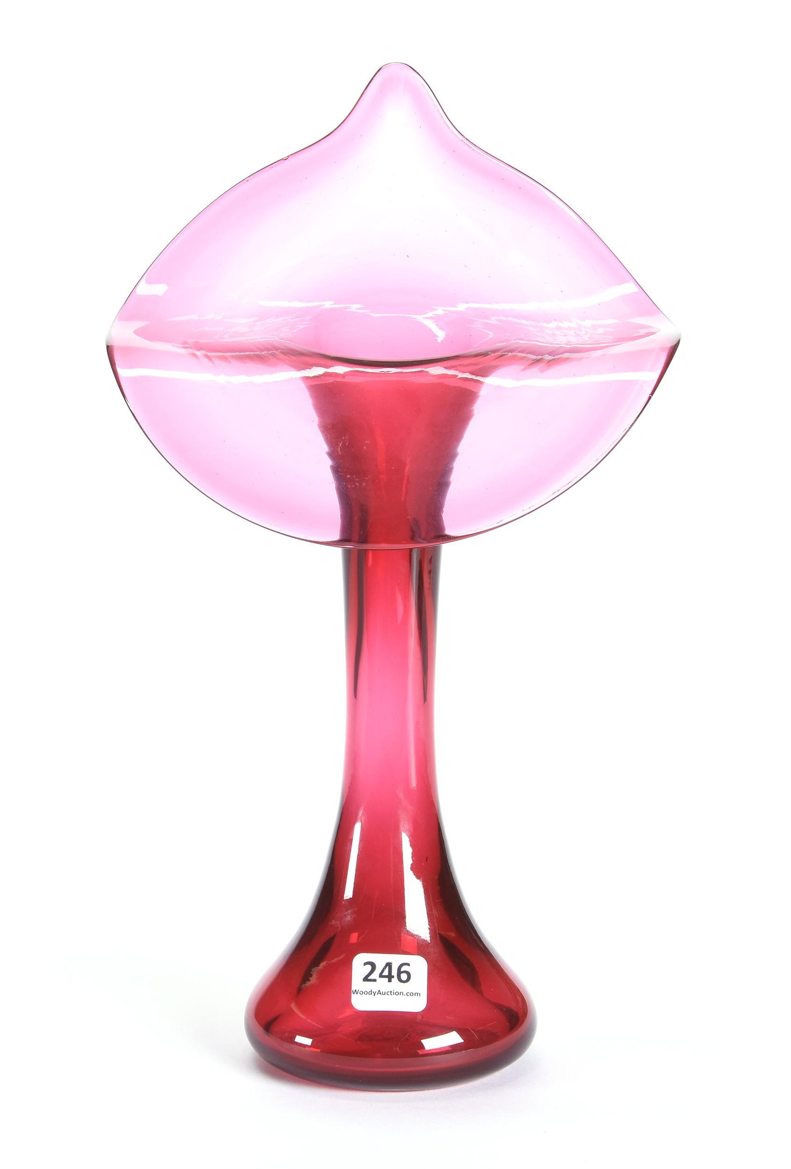 Vase, Jack In Pulpit Cranberry Art Glass: Vase, Jack In Pulpit Cranberry Art Glass, 11.75" X 6.75", Pilgrim Glass Mark, Circa 1960's; Private Collection, SD