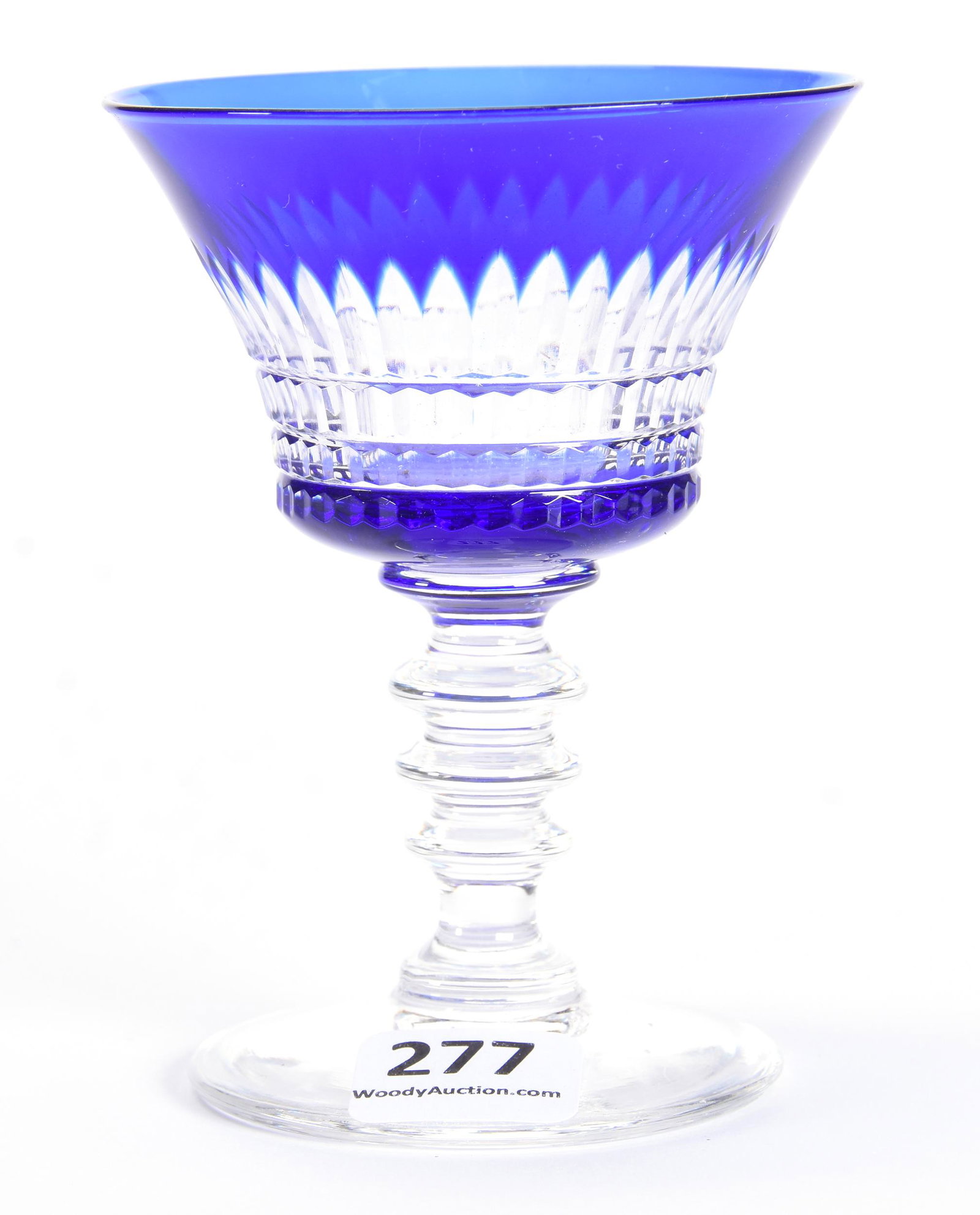 Wine Stem, ABCG, Cobalt Blue Cut To Clear: Wine Stem, ABCG, Cobalt Blue Cut To Clear, 4", Pattern Resembles Renaissance By Dorflinger, Wafer Stem, Uncut Foot; Weiss Collection, CO