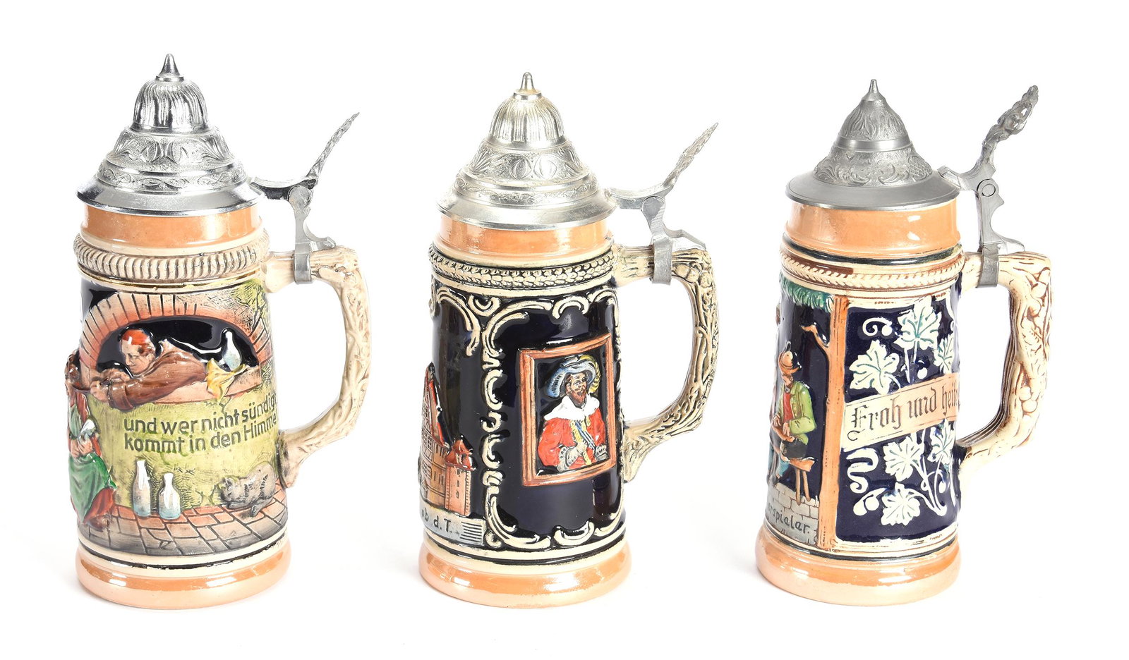 (3) Steins, West German: (3) Steins, West German, 9", (2) Made By "Werner Corzelius", (1) Unknown Maker; Cannon Collection, KS