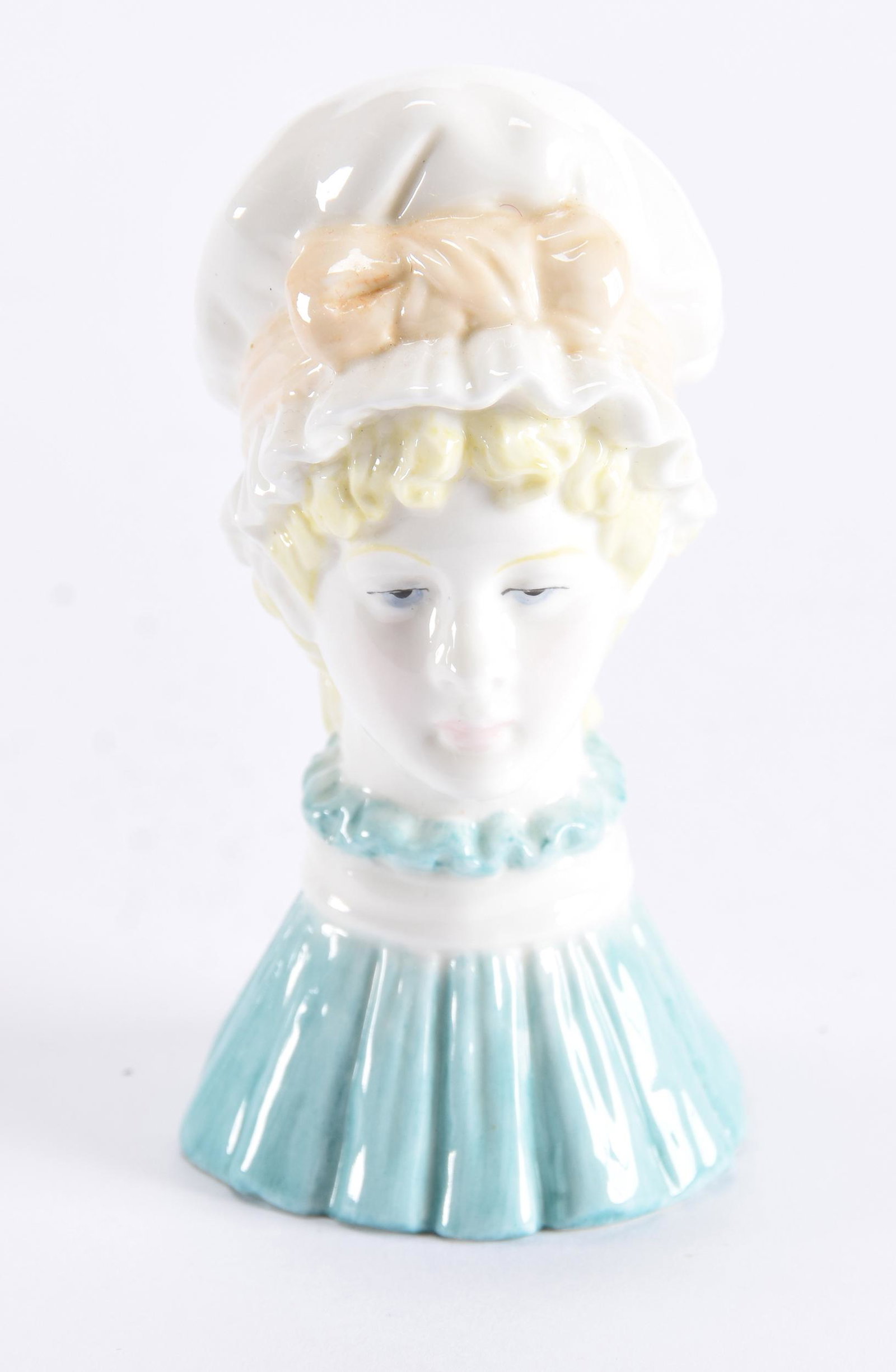Figural Candle Snuff Marked Royal Worcester: Figural Candle Snuff Marked Royal Worcester, 3.5", Titled "Mob Cap", Circa 1976; Private Collection, NJ