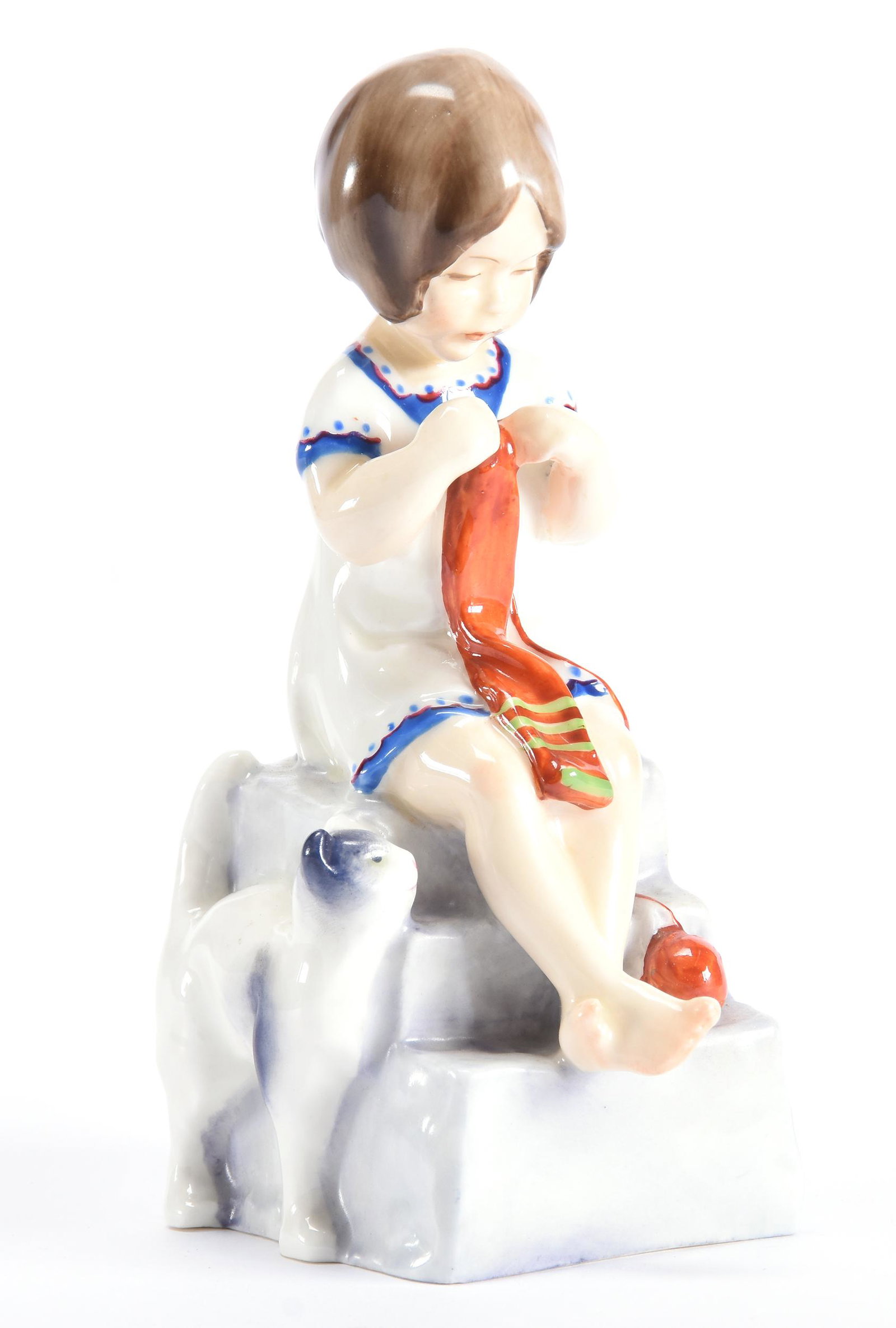 Figurine Marked Royal Worcester: Figurine Marked Royal Worcester, 5.75", Titled "Saturday's Child Works Hard For A Living"; Private Collection, NJ