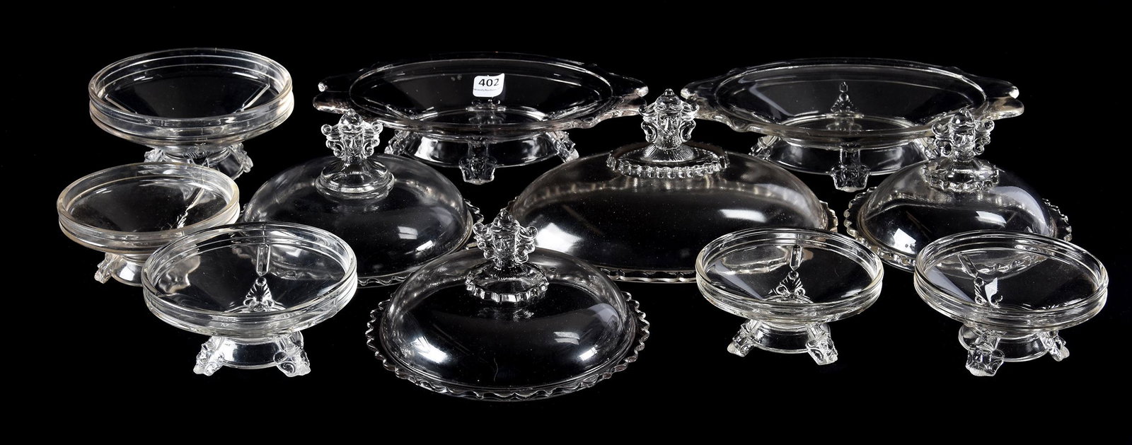(11) EAPG Viking Pattern Items: (11) EAPG Viking Pattern Items, N/A, Assorted Lids And Dishes, See Photos For Details, Hobbs Brockunier, Circa 1876; Ramsey Estate, KS