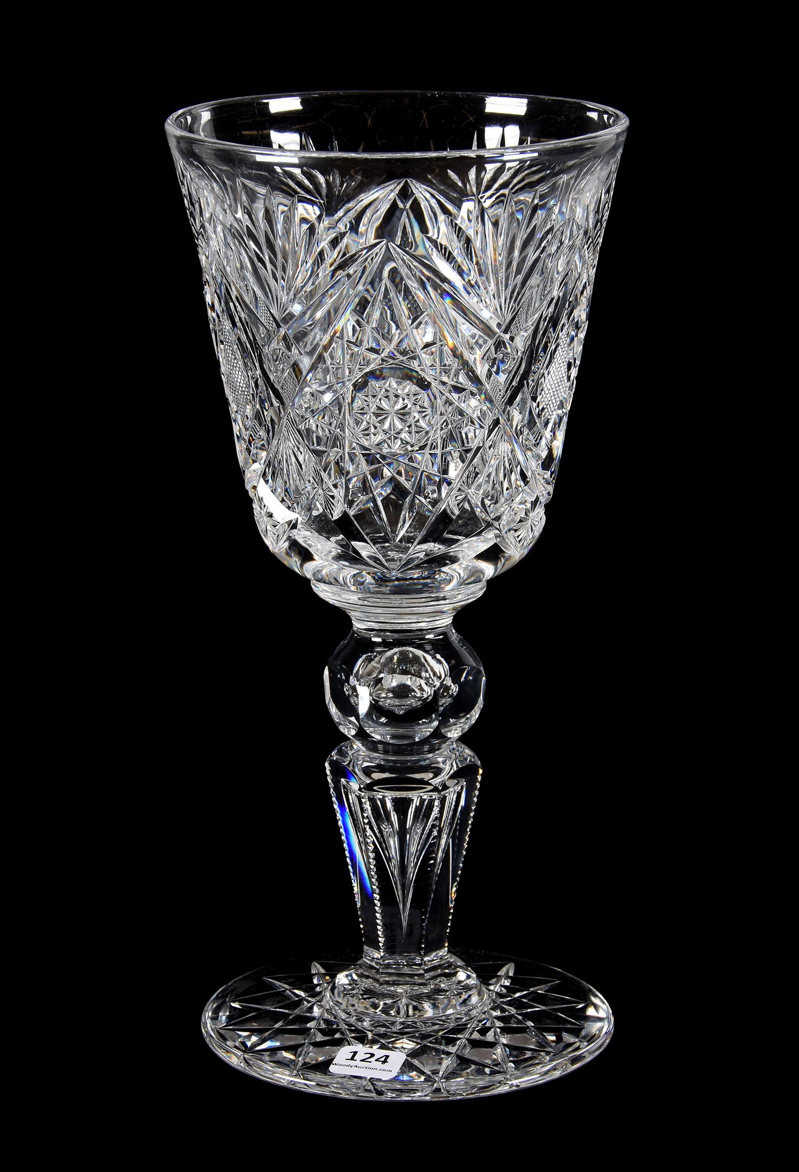 Large Chalice, BPCG, Oversized: Large Chalice, BPCG, Oversized, 12" X 5.75", Hobstar, Strawberry Diamond, Star & Fan Motif, Tear Drop Stem, Hobstar Foot, Extra Clear Blank, Private Collection, CA