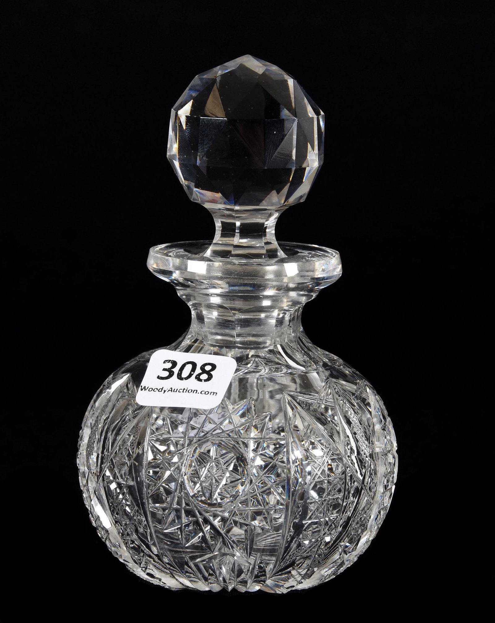 Cologne Bottle, ABCG: Cologne Bottle, ABCG, 5", Hobstar, Vesica, Cane, Strawberry Diamond And Fan Motif, Chip On Rim, Rasmussen, SD