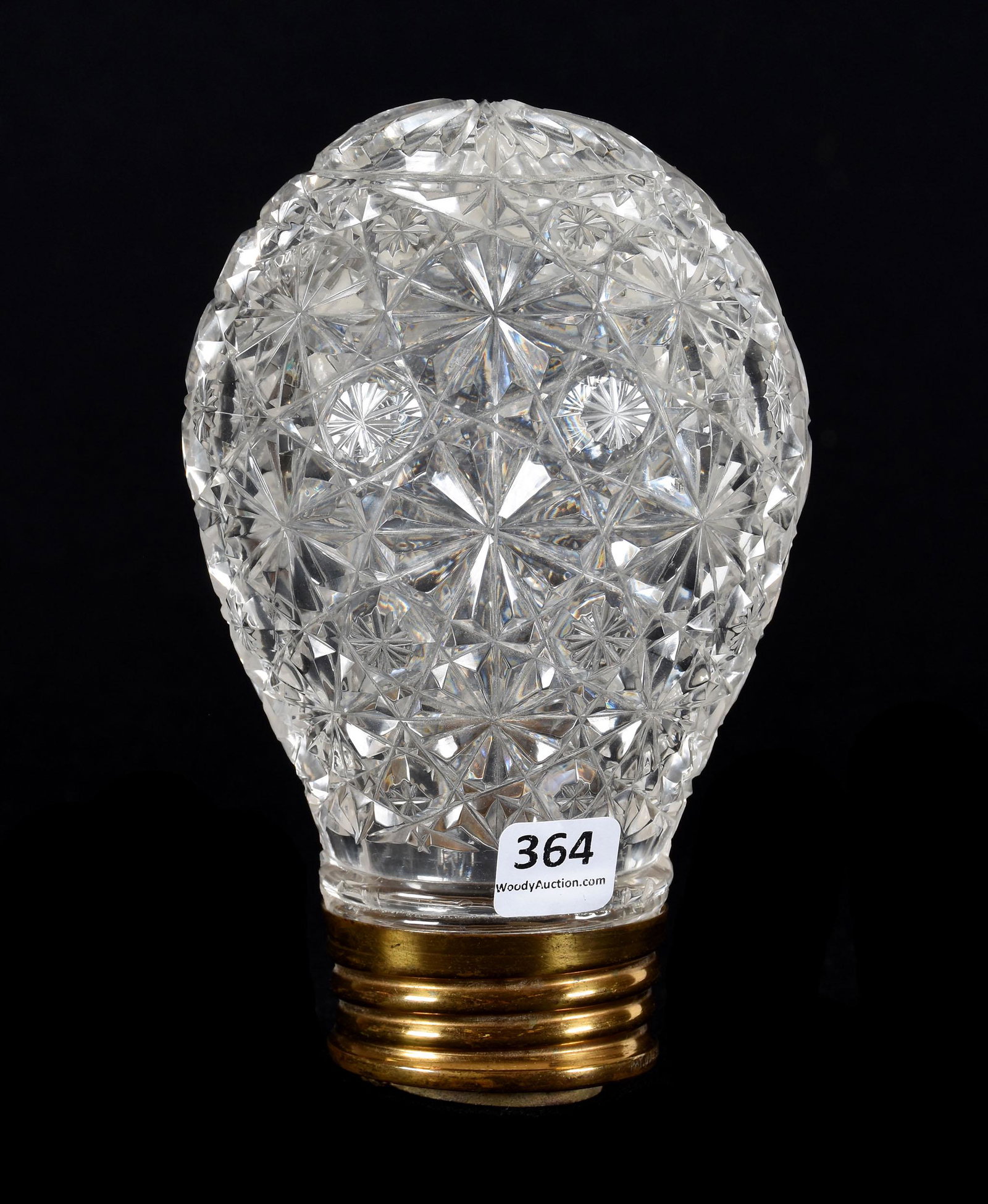 Light Bulb Cover, ABCG: Light Bulb Cover, ABCG, 6.75", Russian Pattern With Star Cut Buttons, Original Brass Screw-Off Cap Holds Two Halves Together, Chipping On Edges Covered By Cap, Steve Owlett Collection, PA