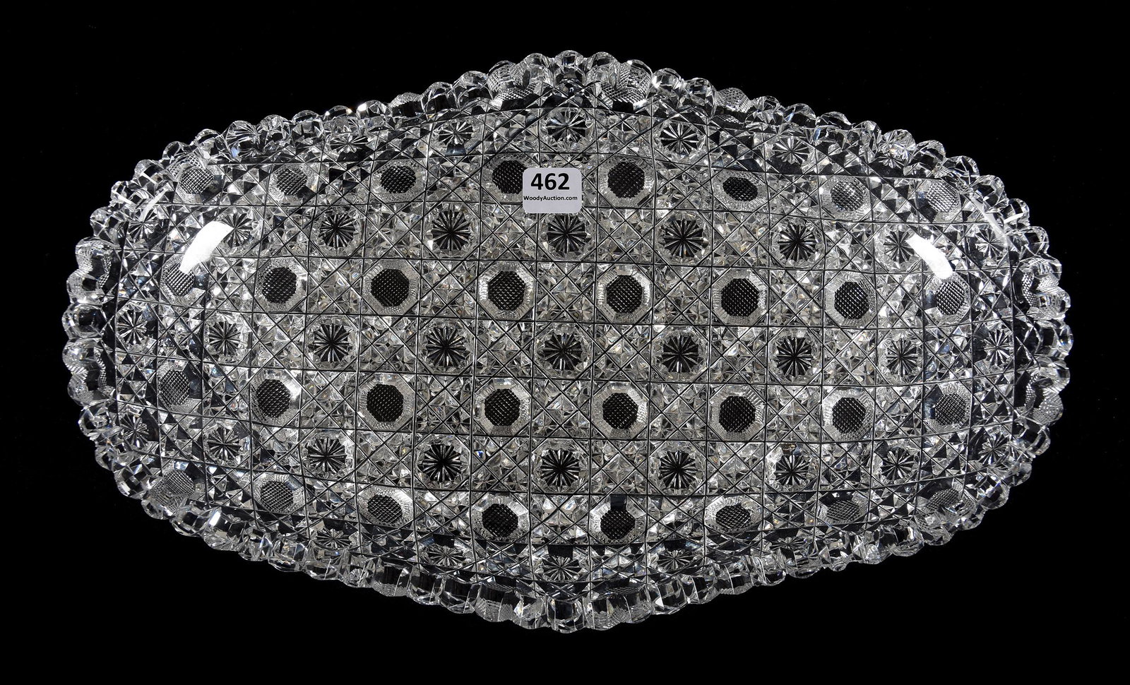 Oval Tray, ABCG, Two Cut Octagon Pattern: Oval Tray, ABCG, Two Cut Octagon Pattern, 13.5" X 8.25", Also Known As Harvard Pattern By Pairpoint, One Tooth Has Minor Roughness, Rasmussen, SD