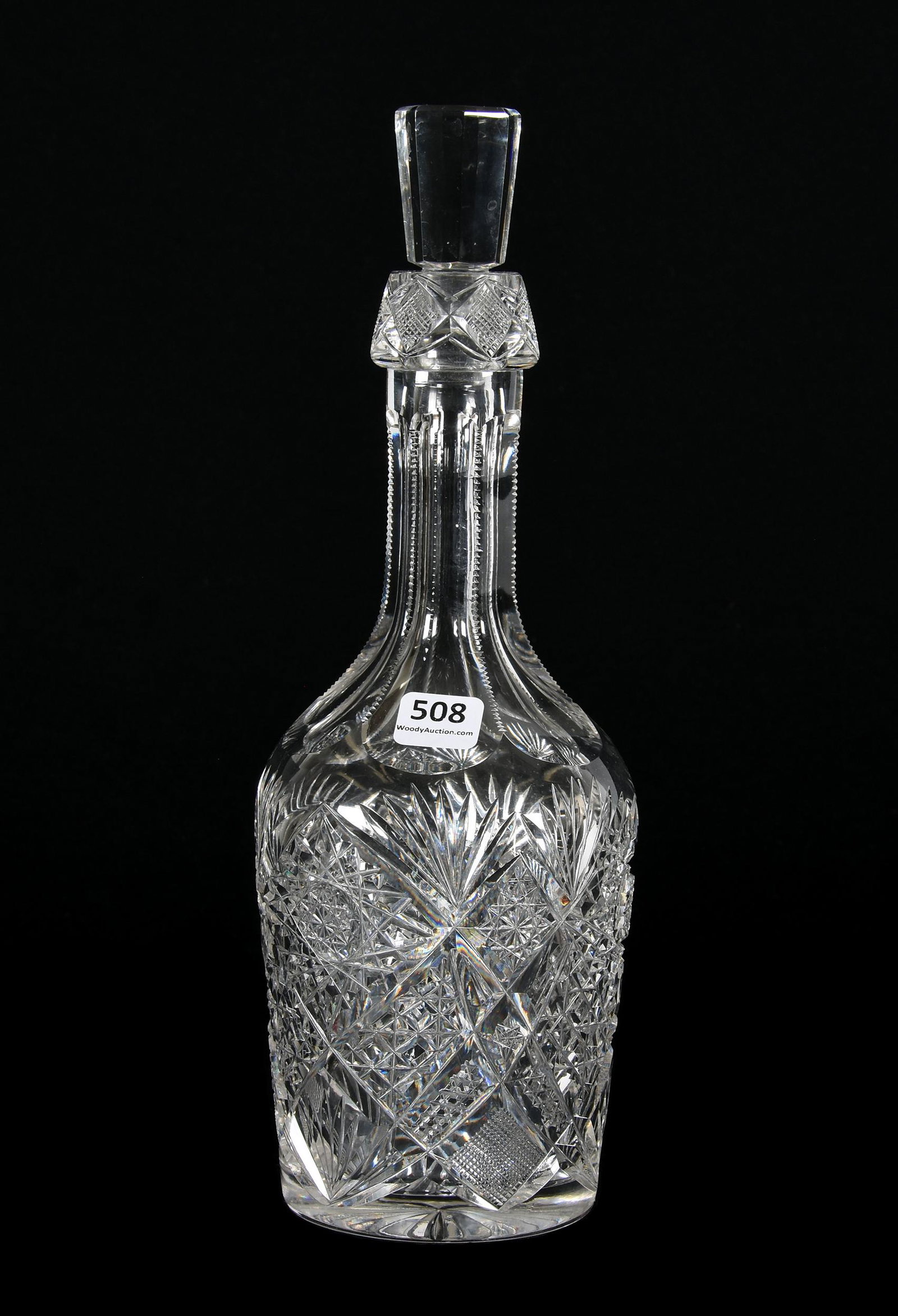 Whiskey Bottle, ABCG, By J. Hoare: Whiskey Bottle, ABCG, By J. Hoare, 11.75", Bottle Shape #566, Hobstar, Block, Strawberry Diamond And Fan, Exactly As Featured In Black J. Hoare Catalog Reprint, Page 131, Steve Owlett Collection, PA