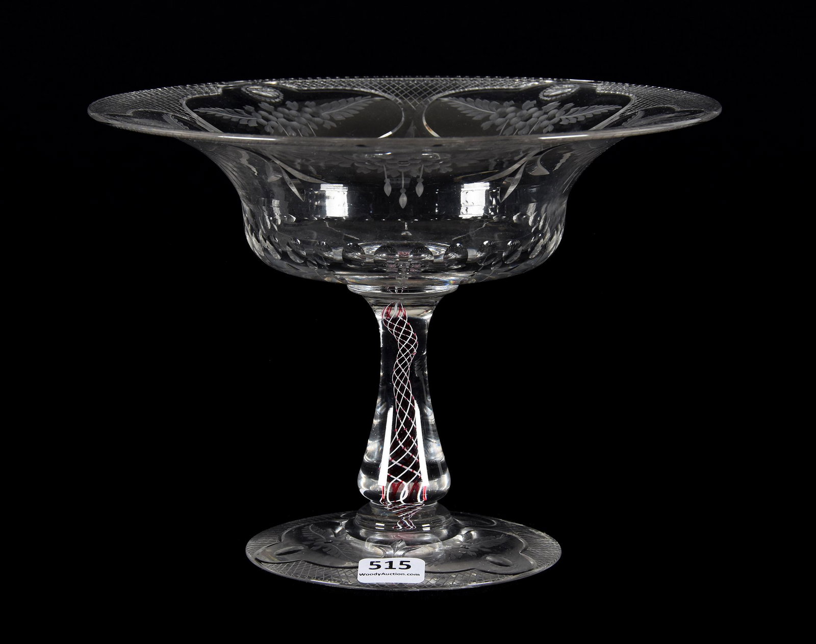 Compote, ABCG, By Pairpoint: Compote, ABCG, By Pairpoint, 6.25" X 8.5", Veneti Lattitino By Pairpoint, Dewdrop Pattern, Pattern Engraved Foot, Rasmussen, SD