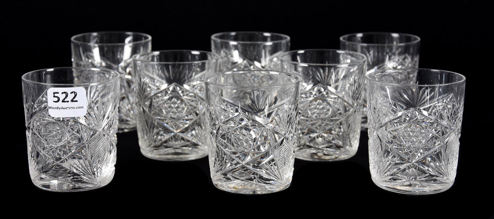 (8) Whiskey Tumblers, ABCG, St. James By J. Hoare: (8) Whiskey Tumblers, ABCG, St. James By J. Hoare, 2.5", Steve Owlett Collection, PA