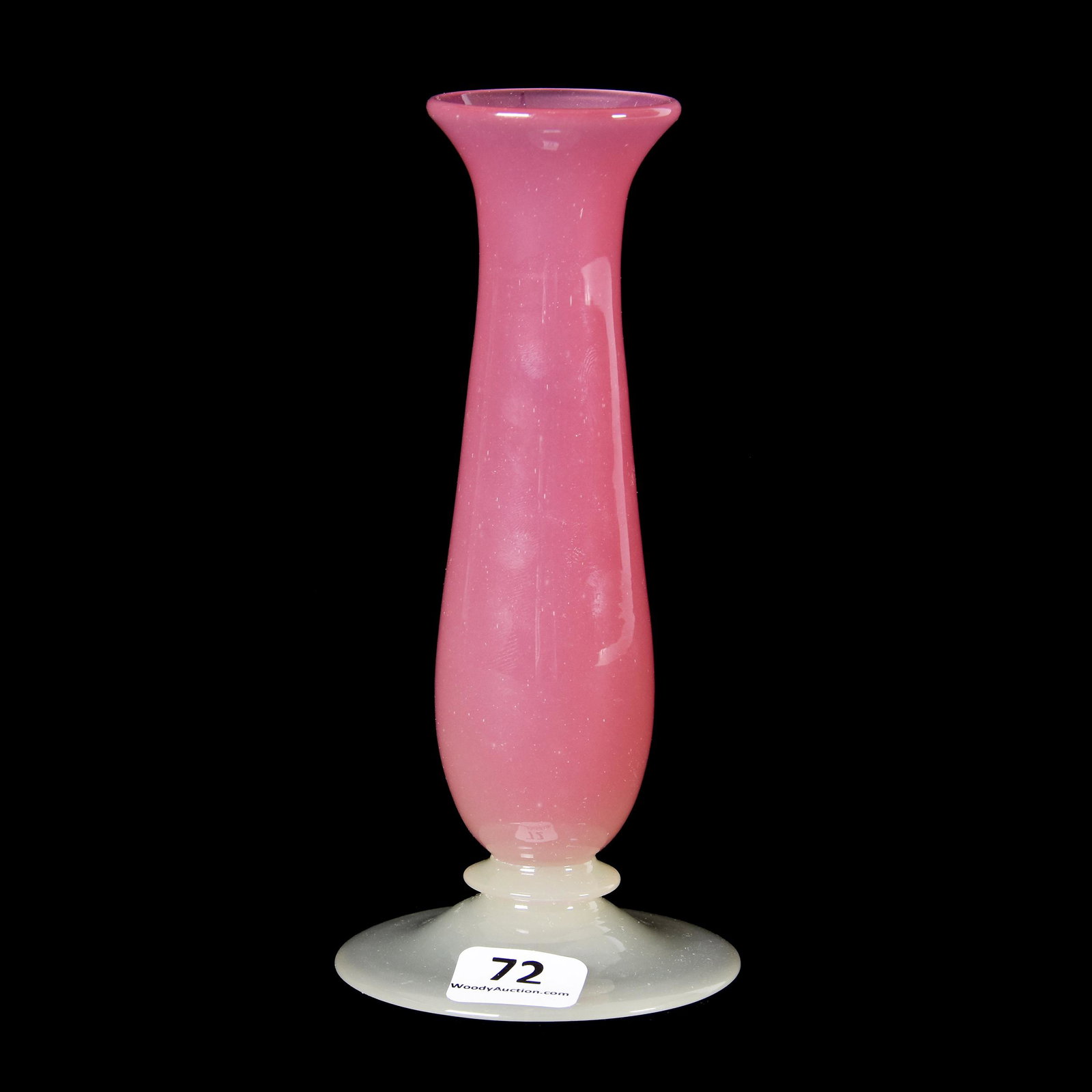 Bud Vase, Rosaline Art Glass By Steuben: Bud Vase, Rosaline Art Glass By Steuben, 6", White Opaque Foot With Rosaline Body, Ramsey Estate Collection, KS