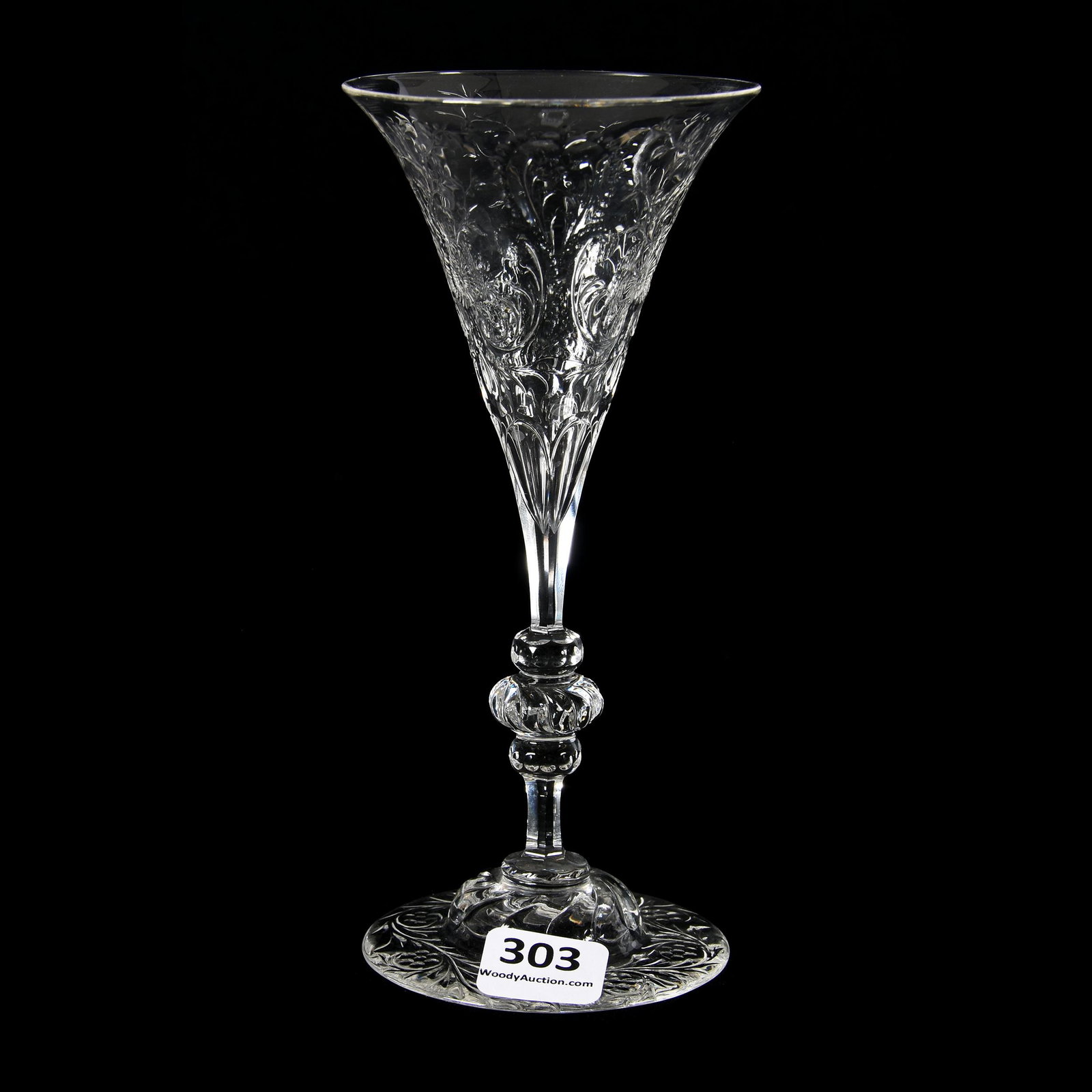 Wine Stem, BPCG: Wine Stem, BPCG, 6.25", Finely Engraved Floral And Rococo Design, Pattern Engraved Foot, Attributed To Webb, Private Collection, CT