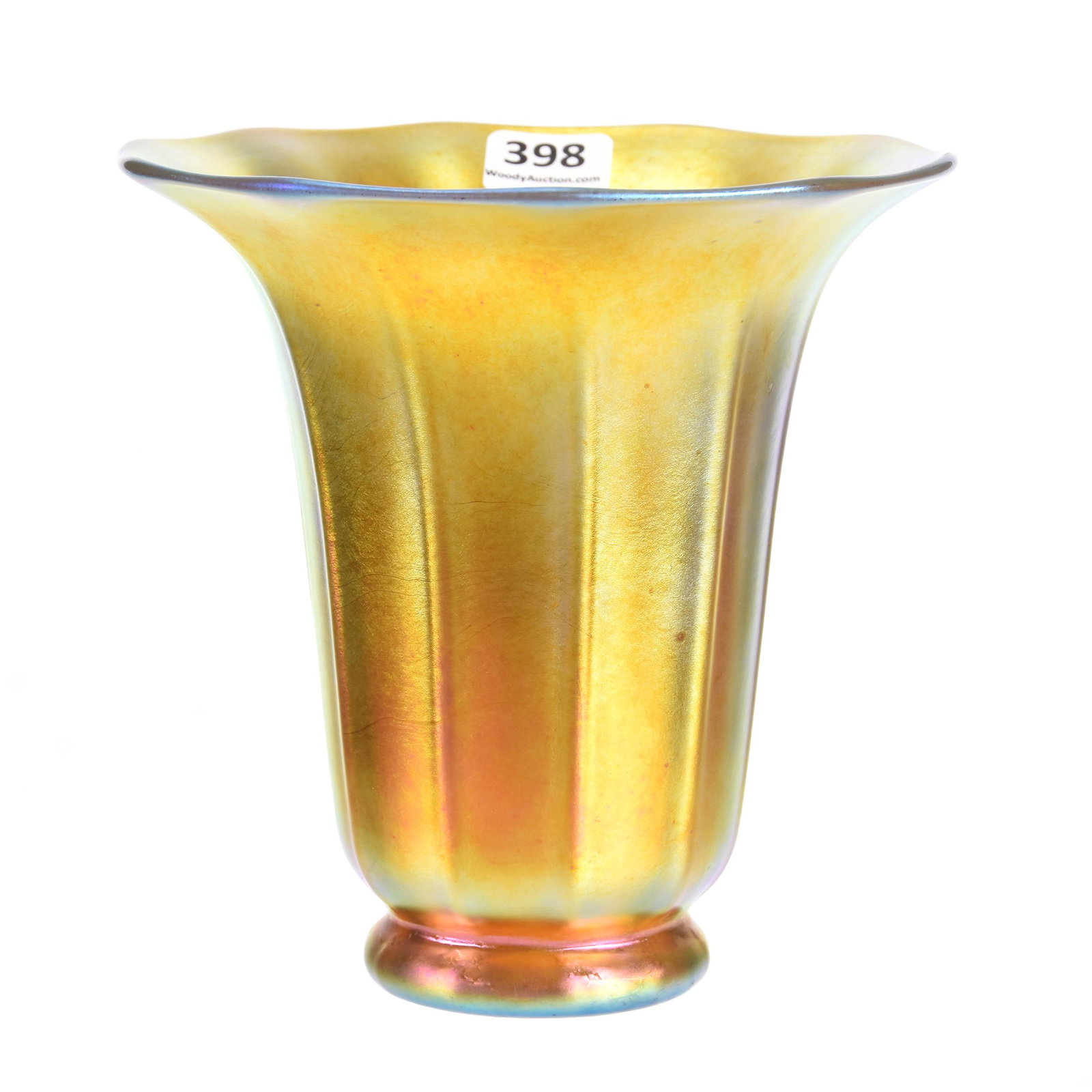 Vase, Signed Steuben Gold Aurene Art Glass: Vase, Signed Steuben Gold Aurene Art Glass, 5.5" X 5.5", Private Collection, ME