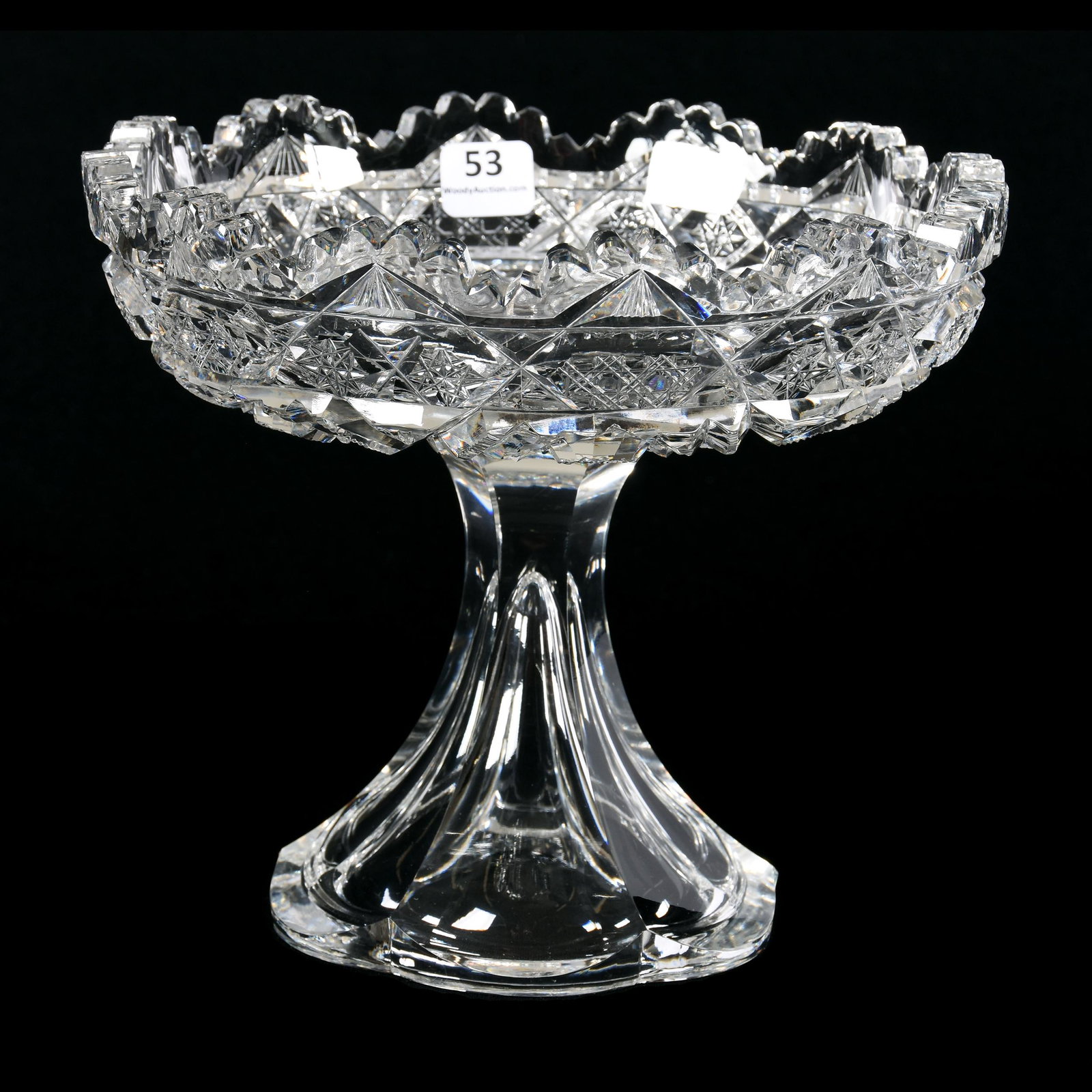 Compote, ABCG, Steuben Pattern By J. Hoare: Compote, ABCG, Steuben Pattern by J. Hoare, 6.75" x 8", Petticoat Base, Clear Blank, American Brilliant Cut Glass, Light Interior Roughness, Ron Duncan/Allen Goodwin