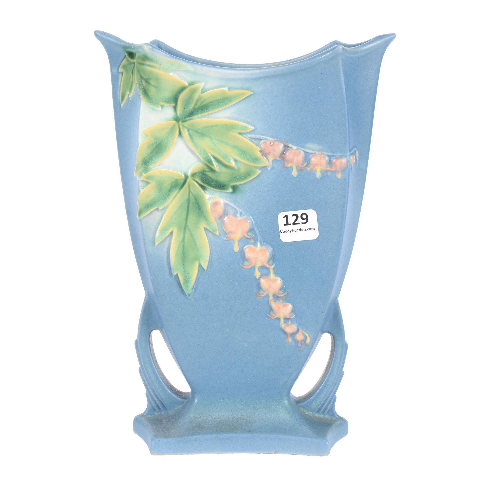 Vase, Roseville Art Pottery #970-9": Vase, Roseville Art Pottery #970-9", Bleeding Heart Pattern, Blue Tones, Ron Duncan/Allen Goodwin