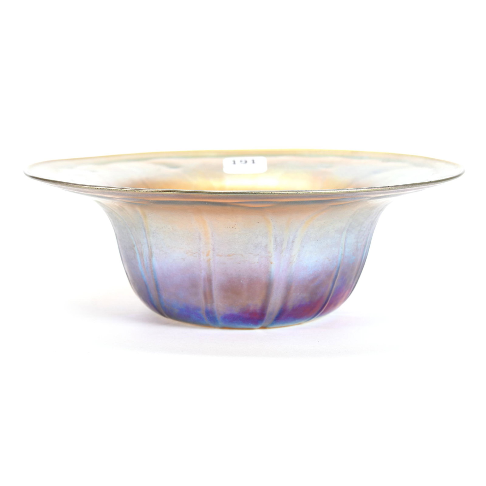 Bowl Signed Nash #519 Art Glass: Bowl Signed Nash #519 Art Glass, 2.5" x 7.75", Nice Gold Iridescence, Ron Duncan/Allen Goodwin