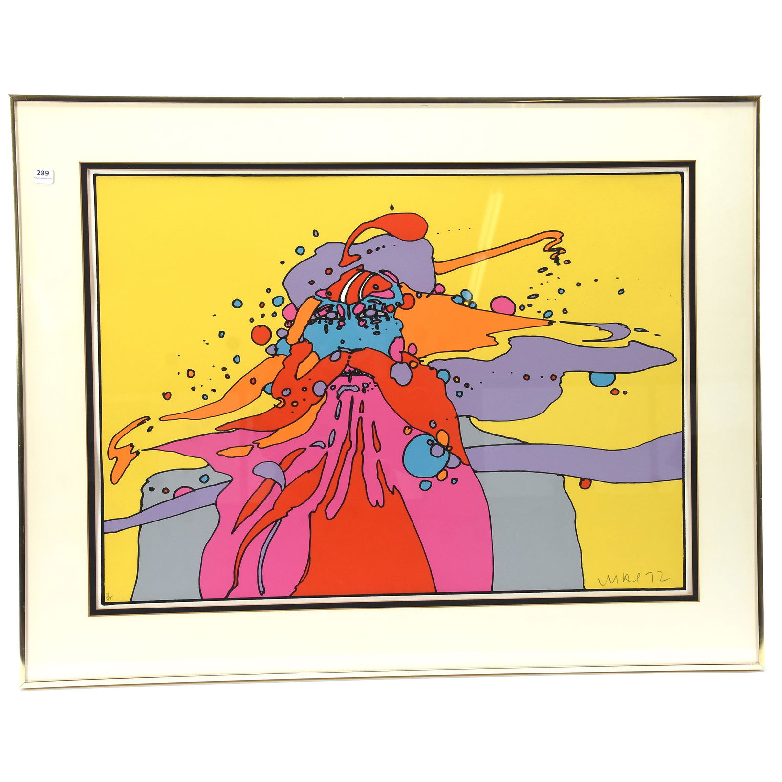 Original Peter Max Serigraph Print "Knowledge Bliss": Original Peter Max Serigraph Print "Knowledge Bliss", 22" x 30", Signed and Dated 1972, Sells with Certificate of Authenticity, Registration #21331, Ron Duncan/Allen Goodwin