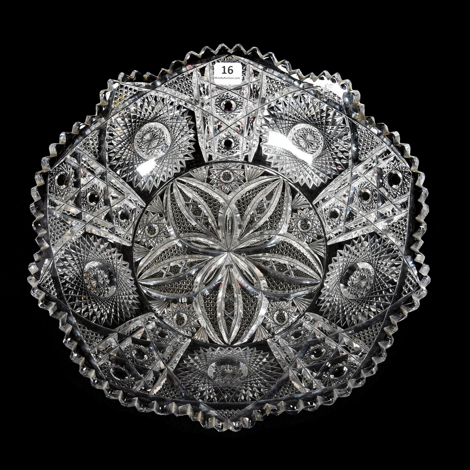 Bowl, Standard Pattern by Kelly & Steinman: Bowl, ABCG, Standard Pattern by Kelly & Steinman, 12.25", Hobstar, Vesica, Clear Button, Nailhead Diamond and Prism Motif, Attributed to Kelly & Steinman, Mike & Mary Ann Callahan, OK. UPDATED 4-20-20