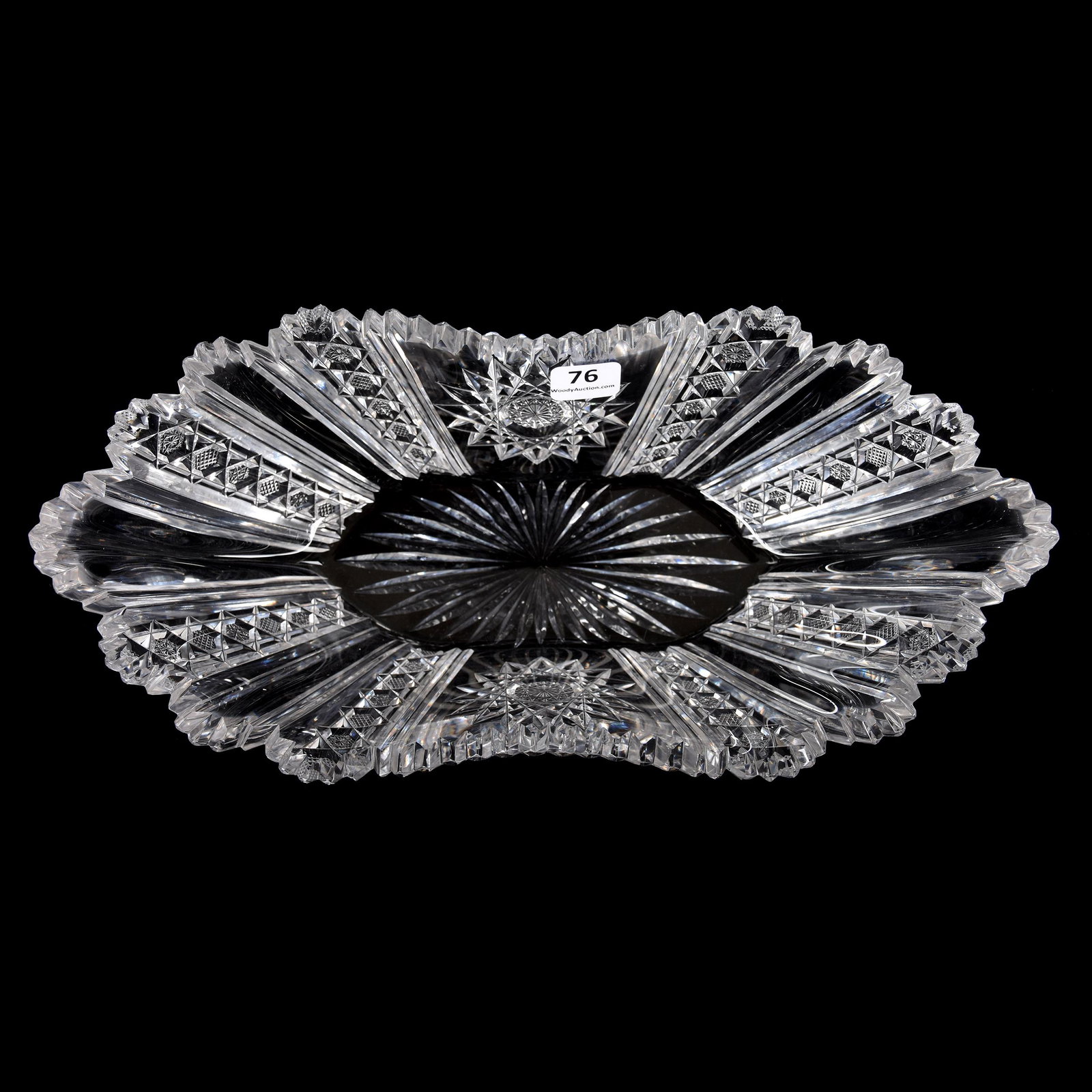 Deep Celery Dish, Blown Mold, ABCG: Deep Celery Dish, Blown Mold, ABCG, 3.5" X 12", Hobstar, Diamond and Pillar Motif, Ray Cut Center, Extra Clear Blank, Mike & Mary Ann Callahan, OK